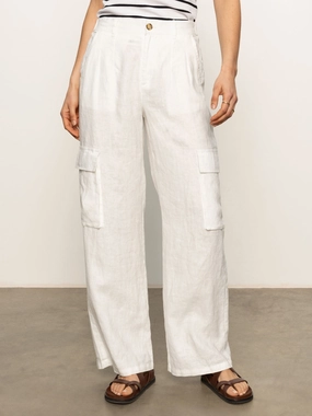 OrganicCotton Bold Patterns Hopper Semi High Rise Cargo Pant Bleached White
