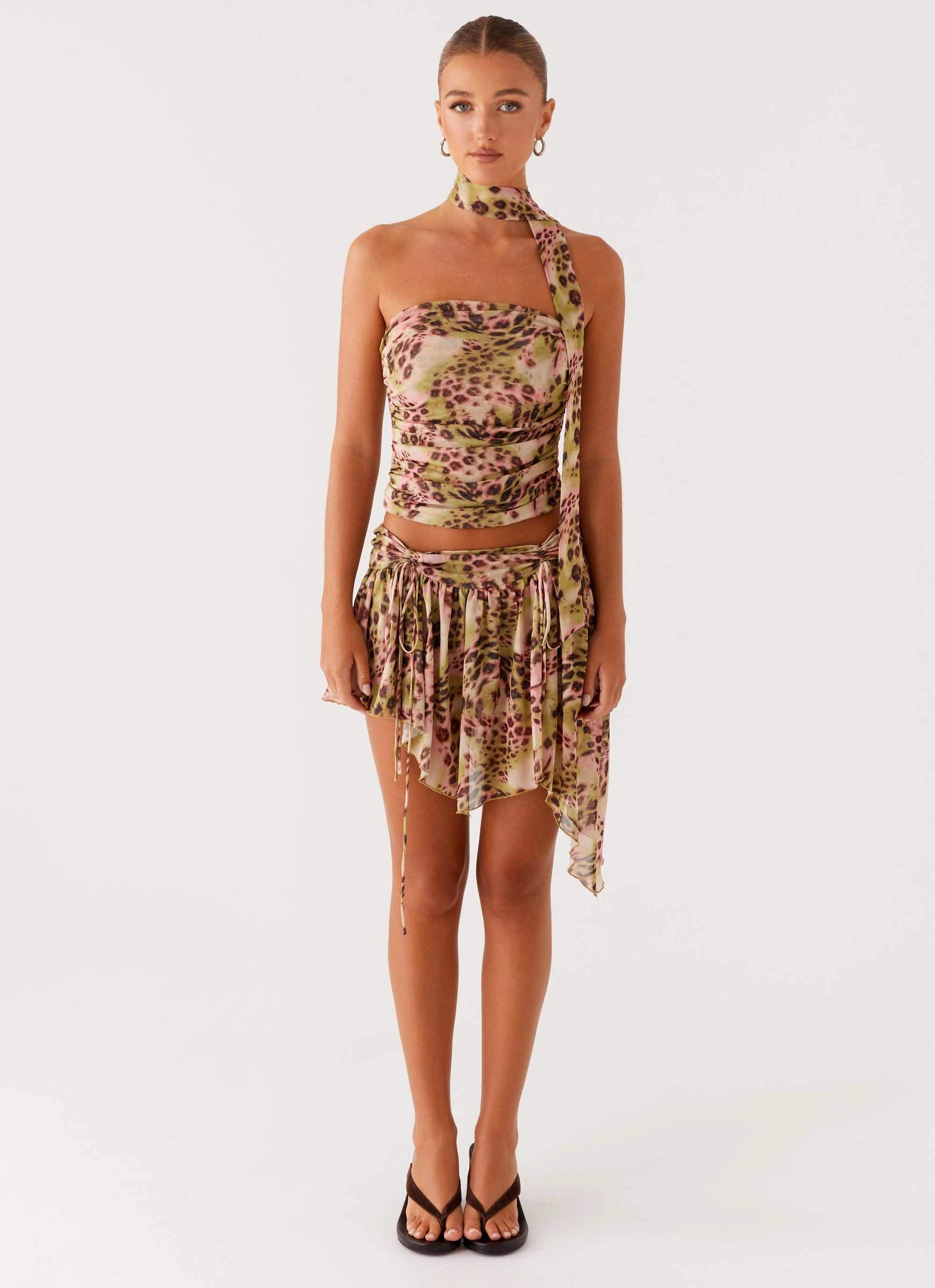 Hot Like Me Mini Skirt - Swirl Leopard Thermal Regulating Roll Up Fasten