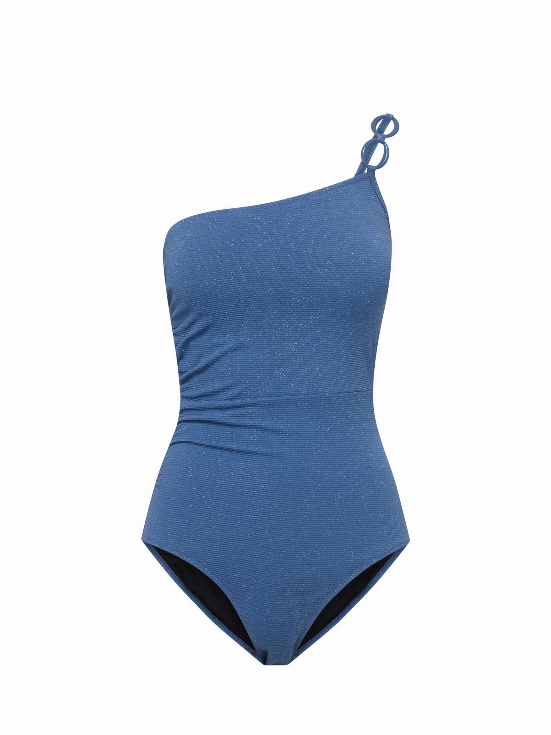 Fashion Conscious Swim Designer Kara One Piece In Steel Blue Metallic Pique