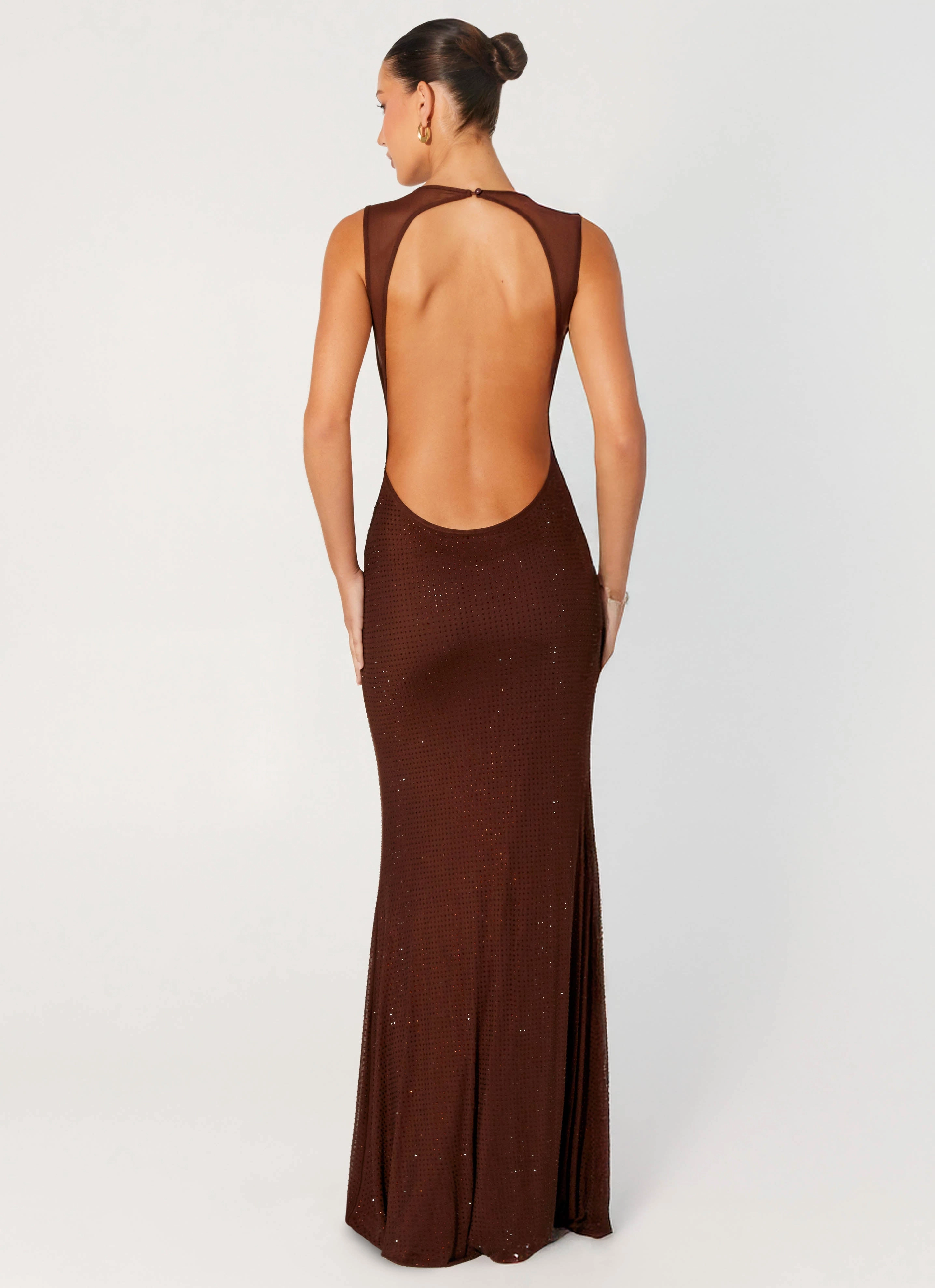 Versatile Design Hot Sequins Maxi Dress - Chocolate