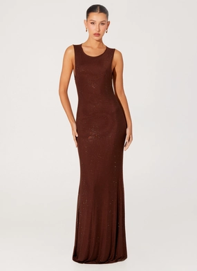 Hot Sequins Maxi Dress - Chocolate Chilly Day Comfort