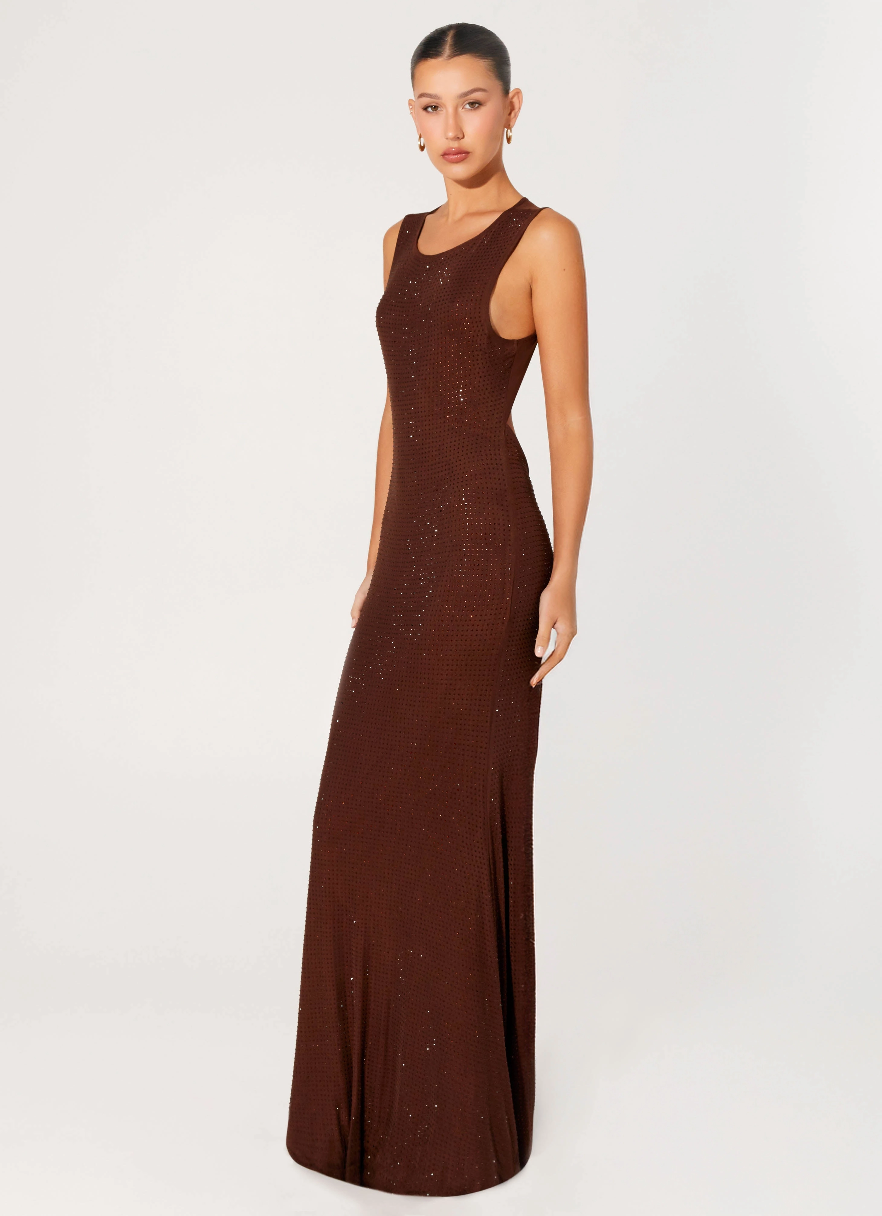 Hot Sequins Maxi Dress - Chocolate Casual Vibes Global Style