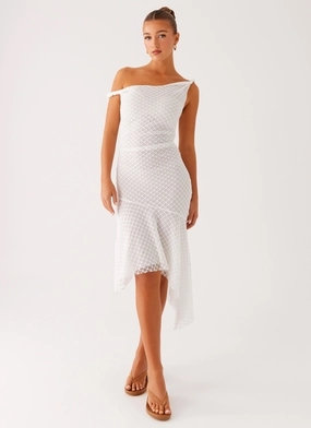 Huntah Midi Dress - Ivory Classic Wardrobe Piece Striped-Pattern