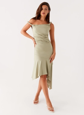 Soft touch evening dress Huntah Midi Dress - Sage