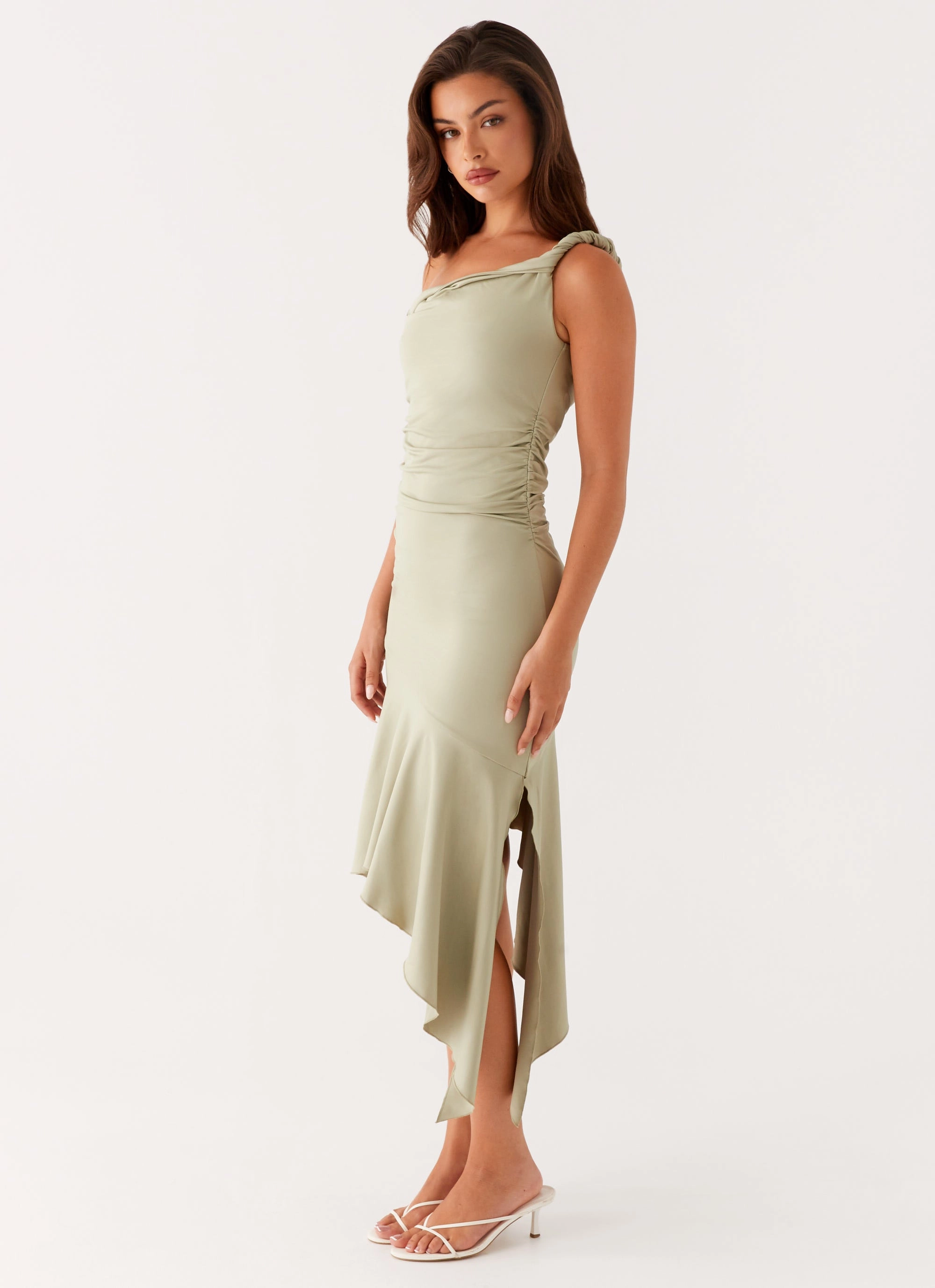 Huntah Midi Dress - Sage Cozy Fit Back Glow