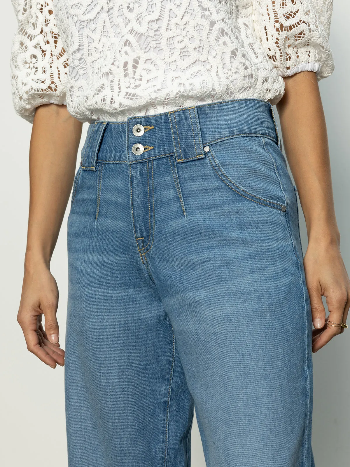 Quick Release Closure Side Car Semi High Rise Barrel Jeans Line Dance