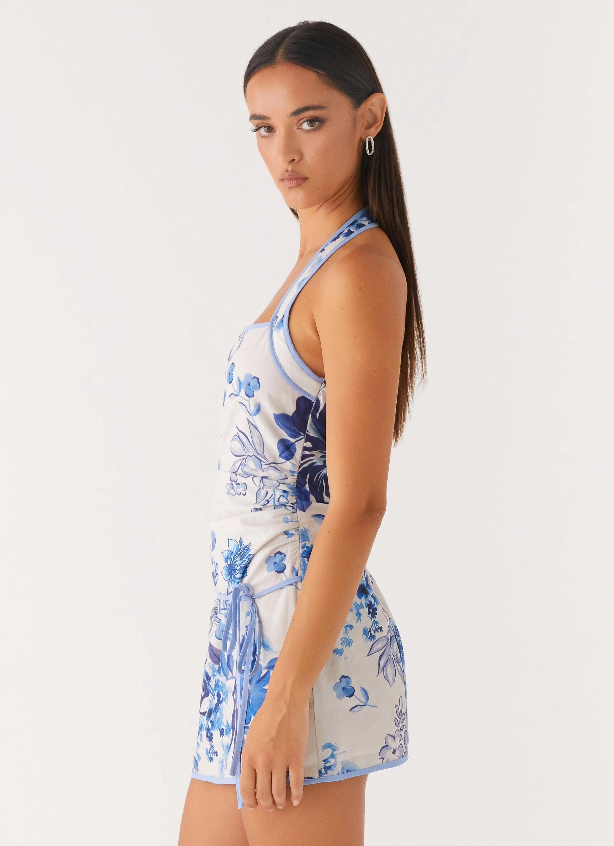 Smart Look Garden Party Mini Dress - Serene Sky Floral