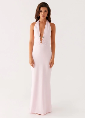 Nicola Maxi Dress - Pink Stream Cut knee-length
