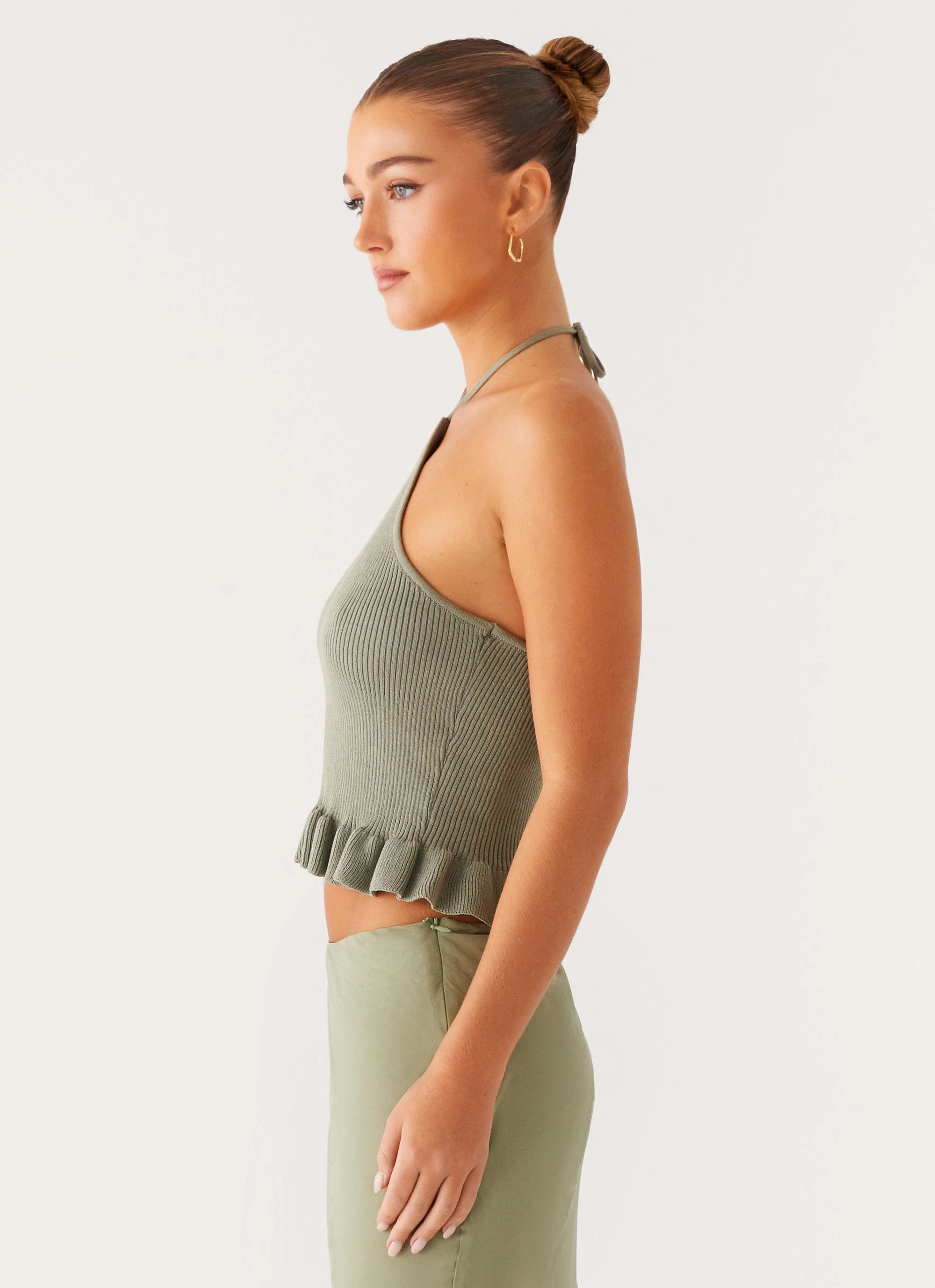 Idola Knit Top - Sage WaterRepellent Coating Garment Washed