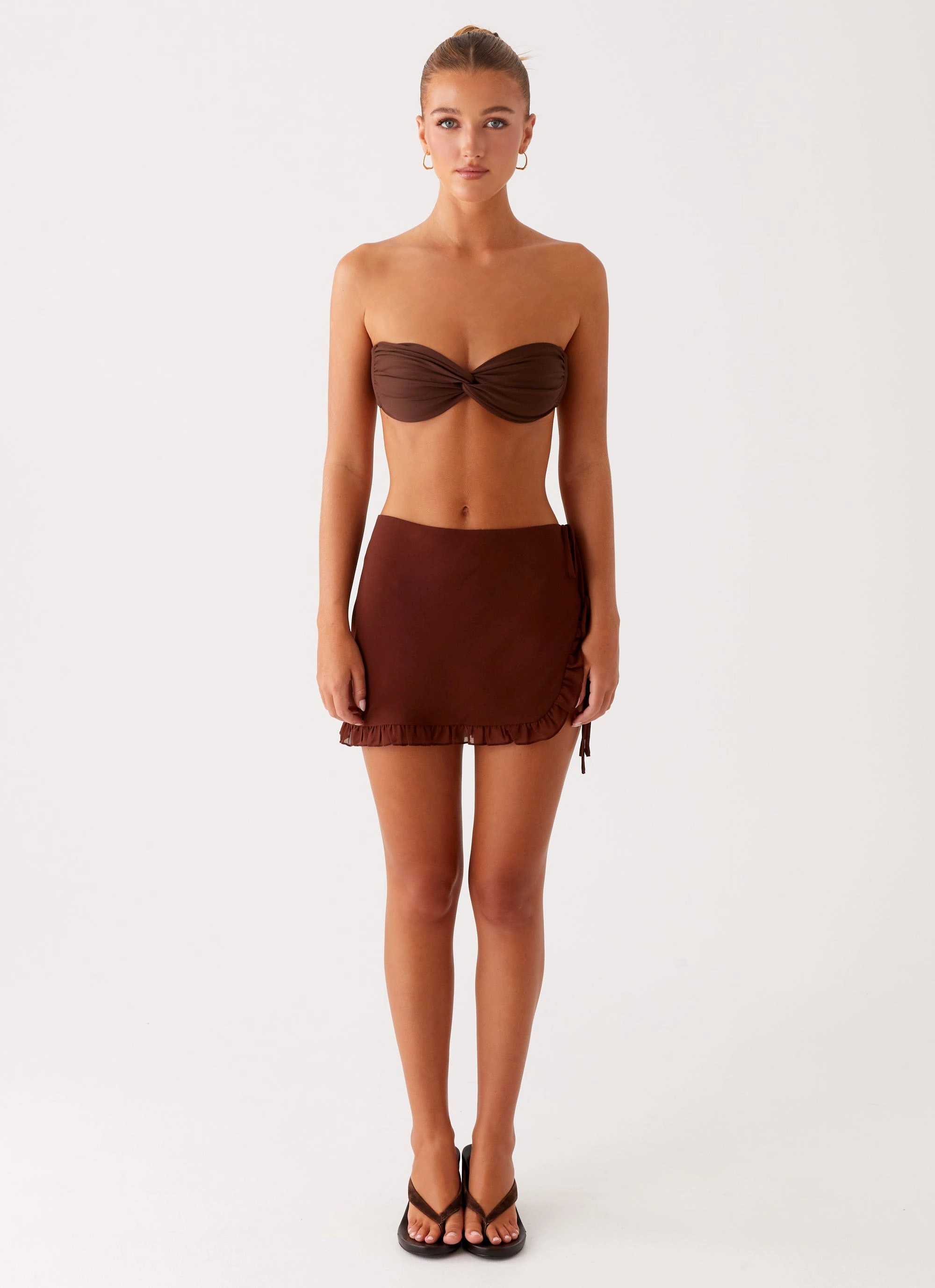 Cool Details Non Restrictive Fit Iggy Mini Skirt - Chocolate