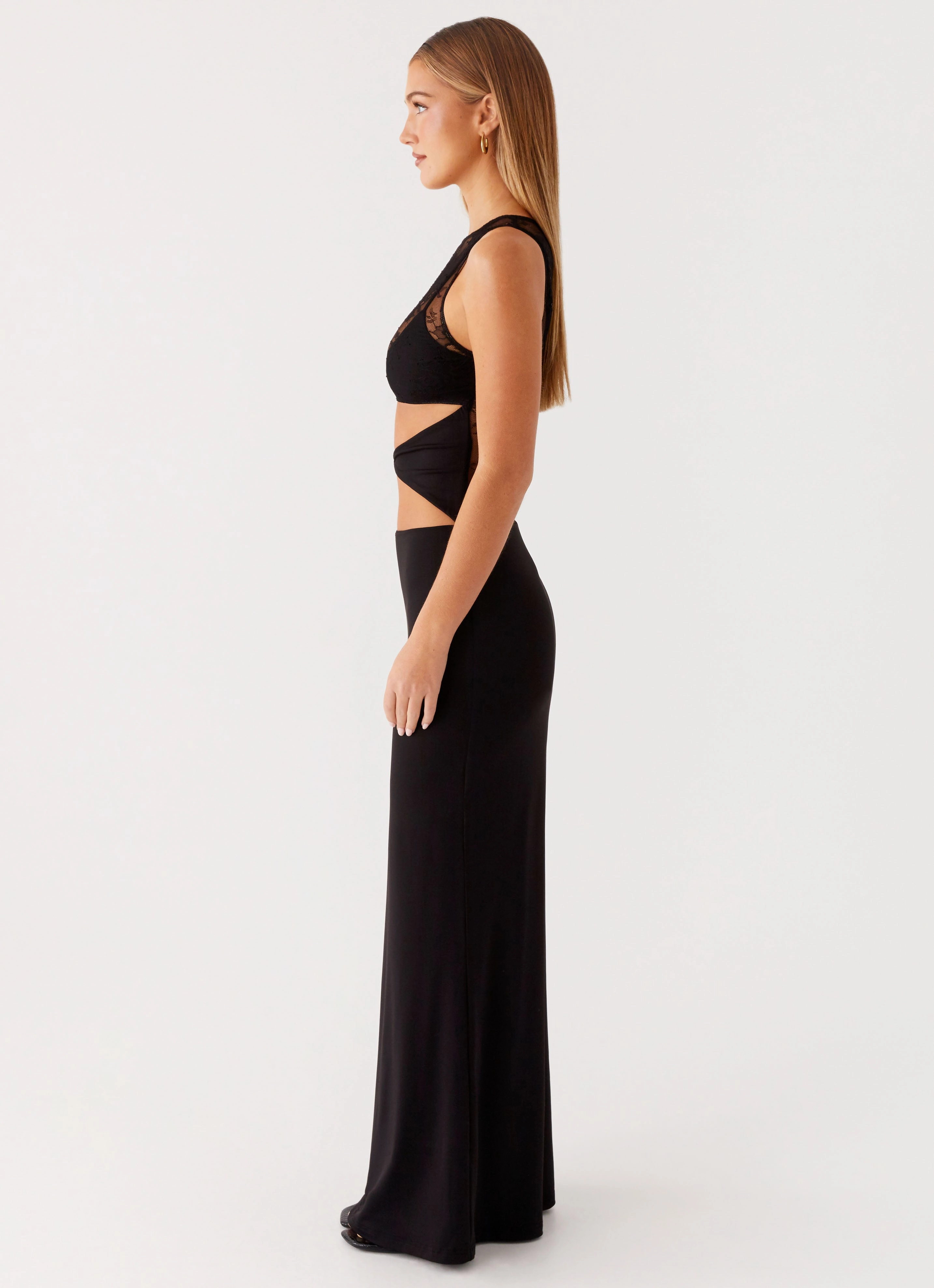 Imperial Maxi Dress - Black Calm Energy Fitted Style