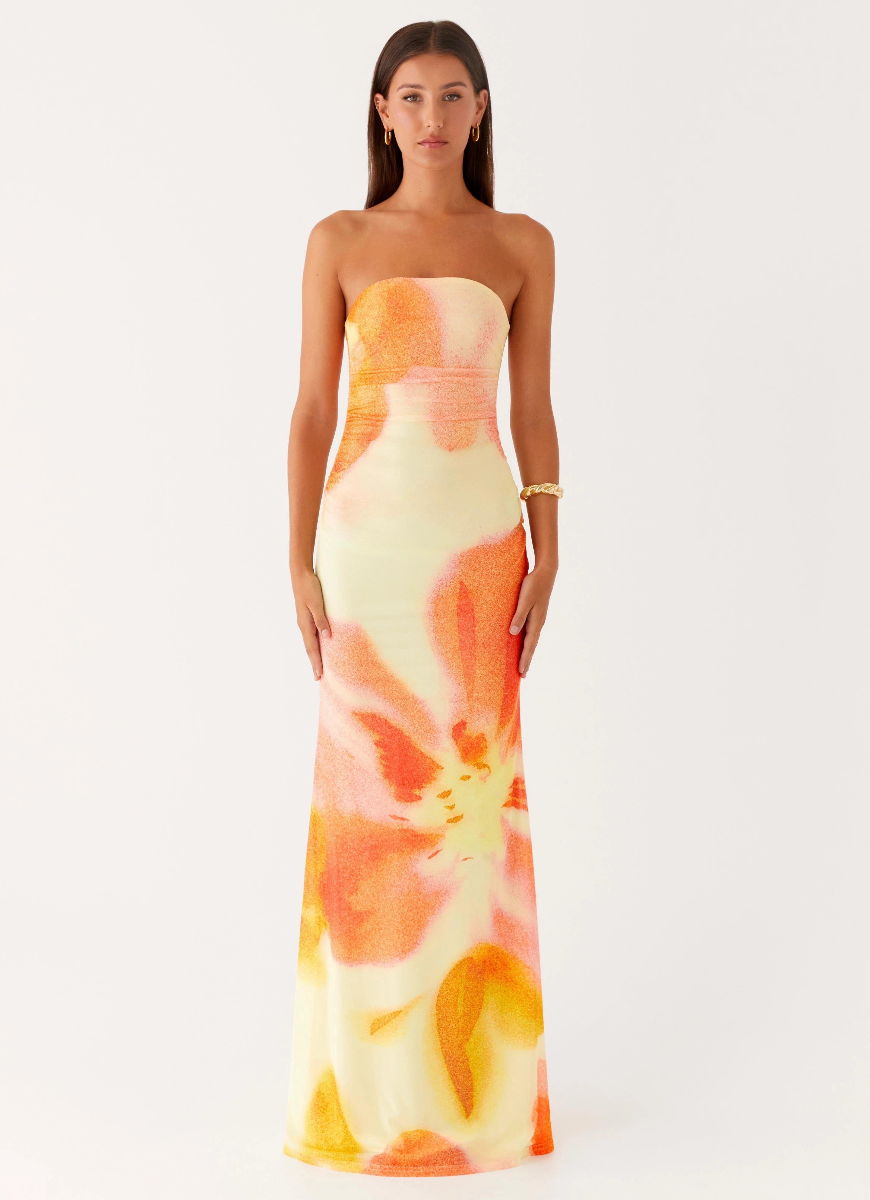 Romance Glow Feminine layered dress Iroha Strapless Maxi Dress - Mimosa Blossom
