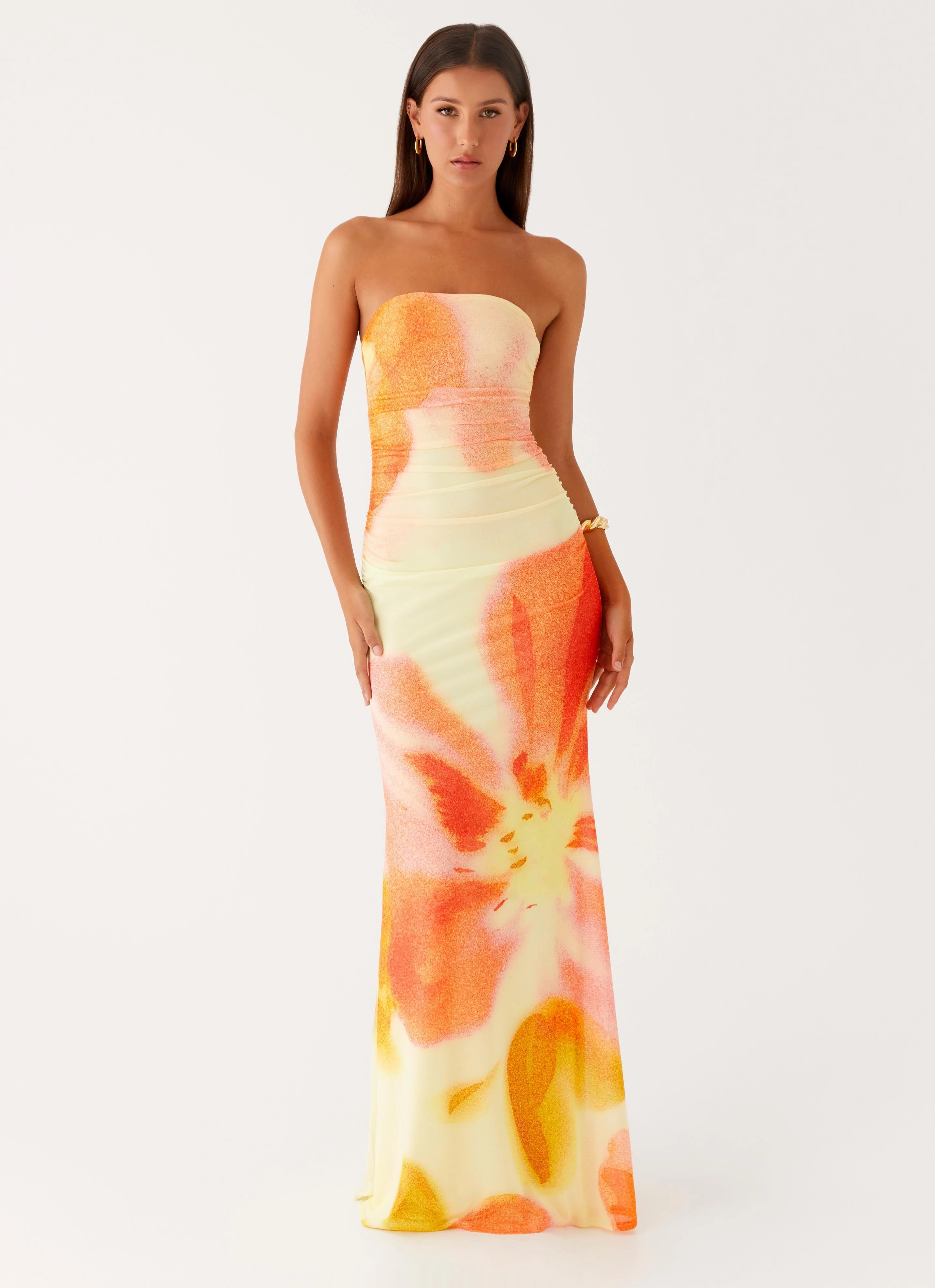 Playful and flirty dress Iroha Strapless Maxi Dress - Mimosa Blossom