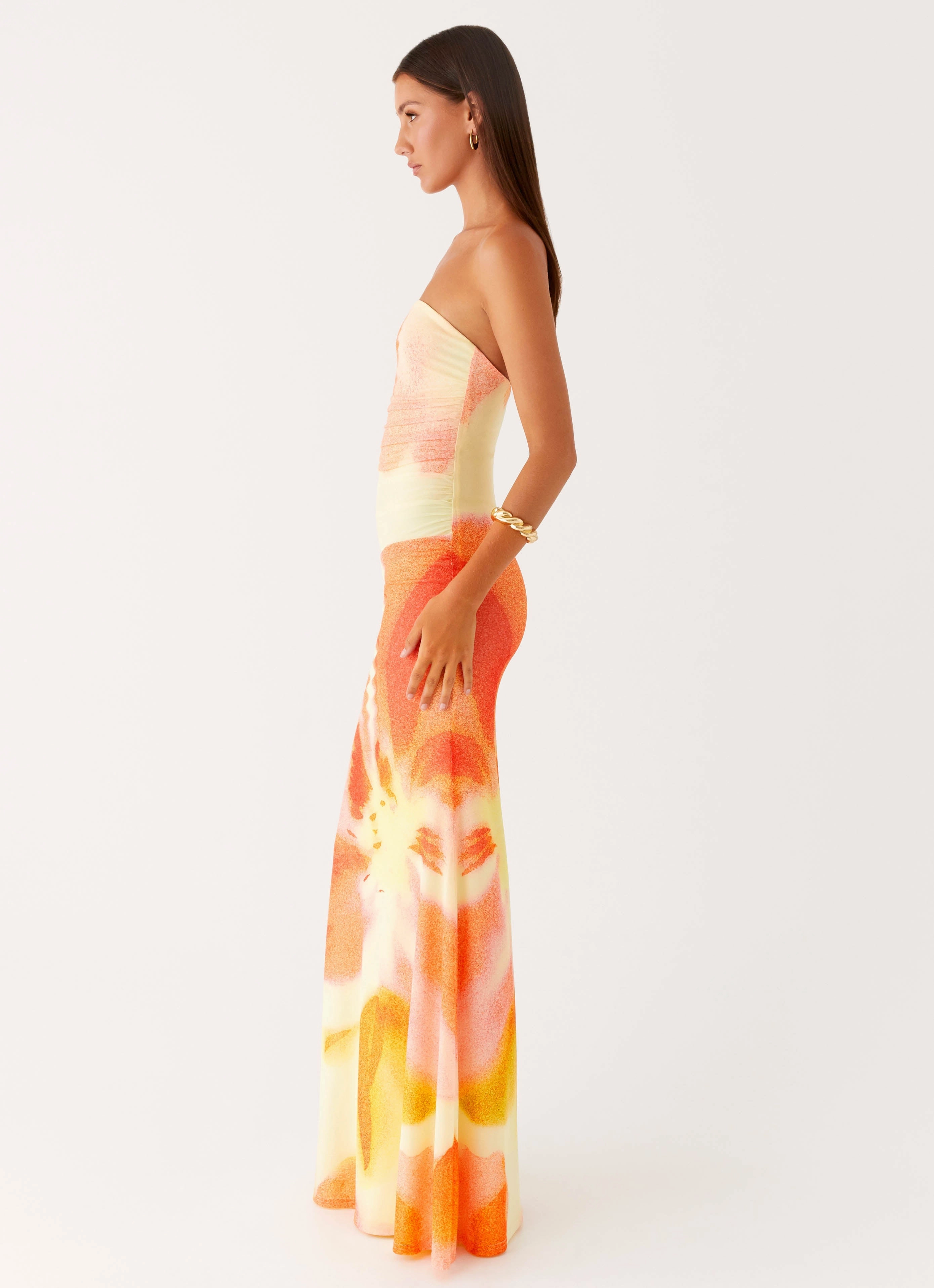 Iroha Strapless Maxi Dress - Mimosa Blossom Balanced Look