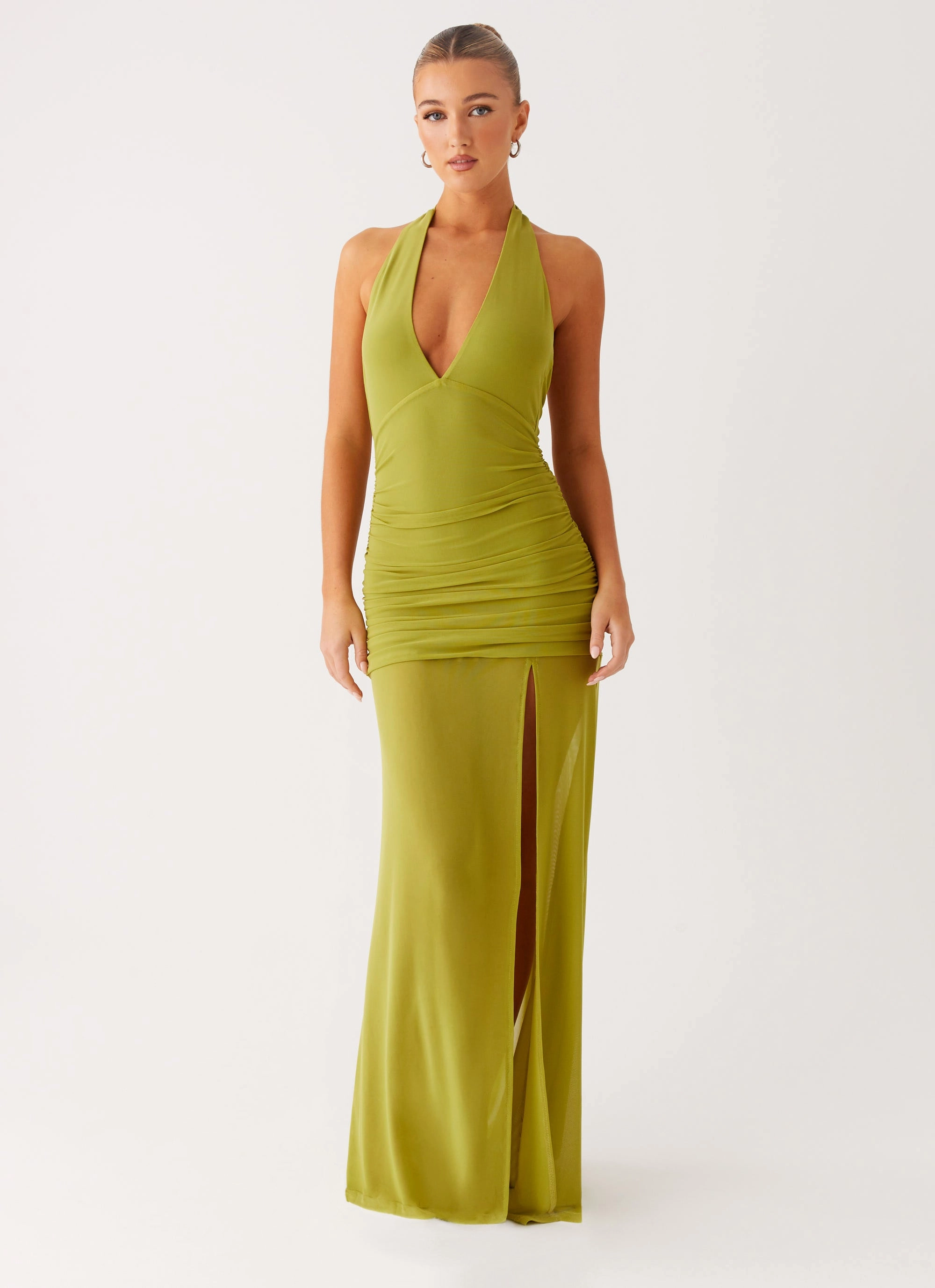 Side Slit Elastic-Cuff Island Muse Dress - Lime