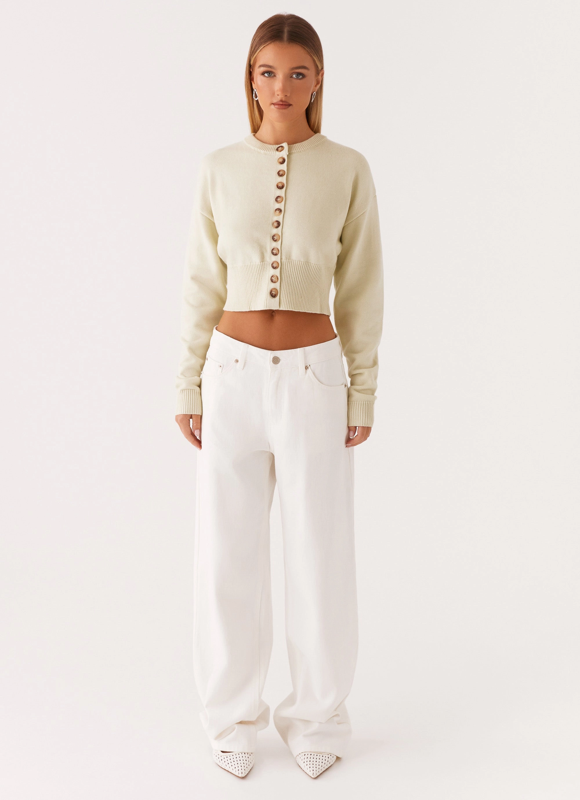 Thermoplastic Elastomer Trim Top Guard Its Happening Knit Cardigan - Sage