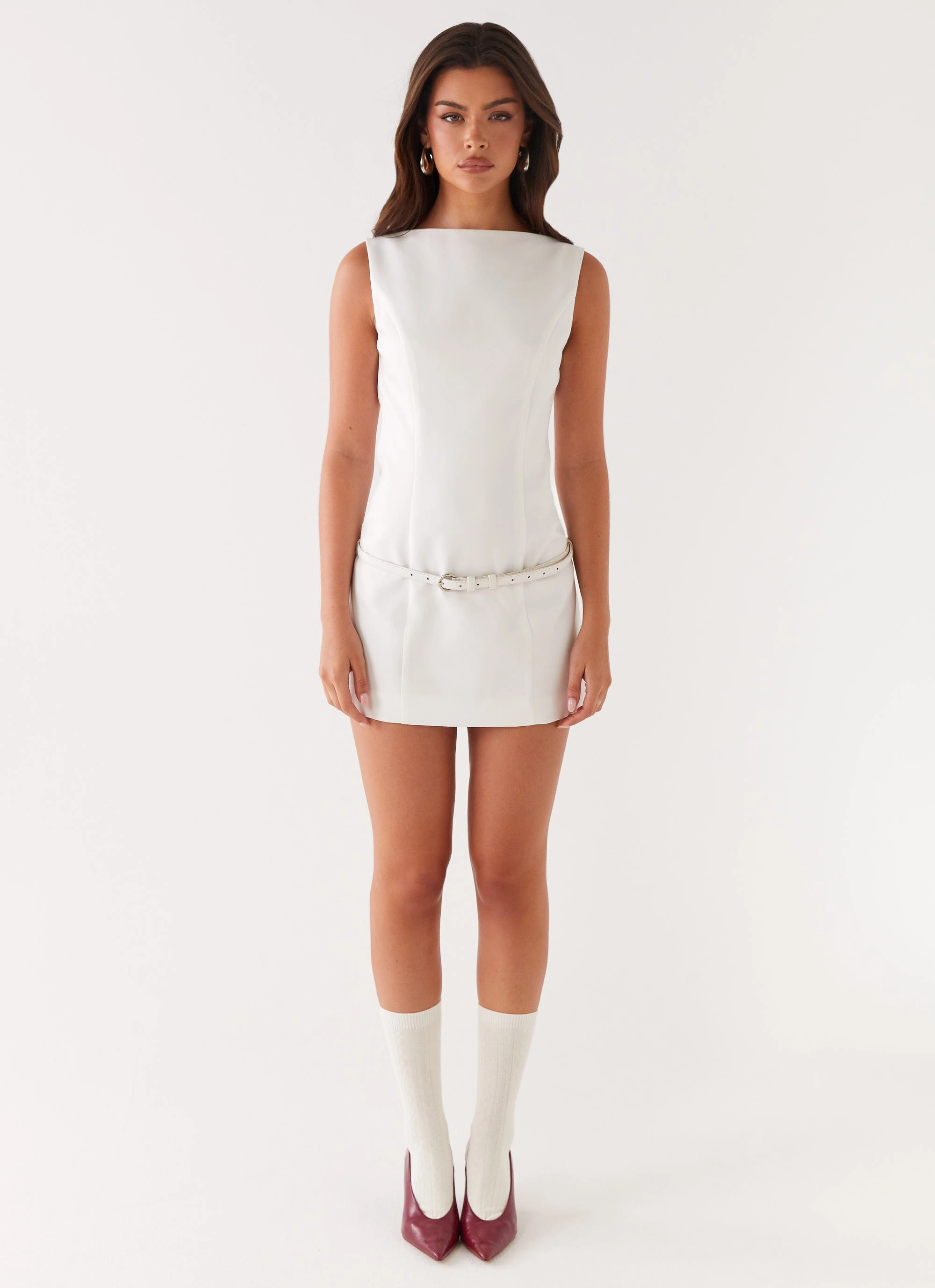 Jaci Mini Dress - White Clean Finish Relaxed and Elegant