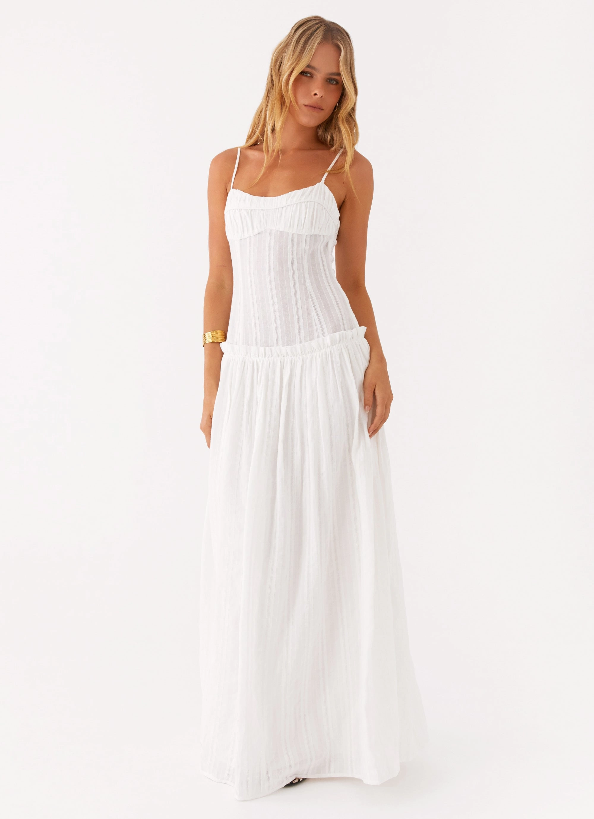 Lounge Feel Jacinda Drop Waist Maxi Dress - Ivory