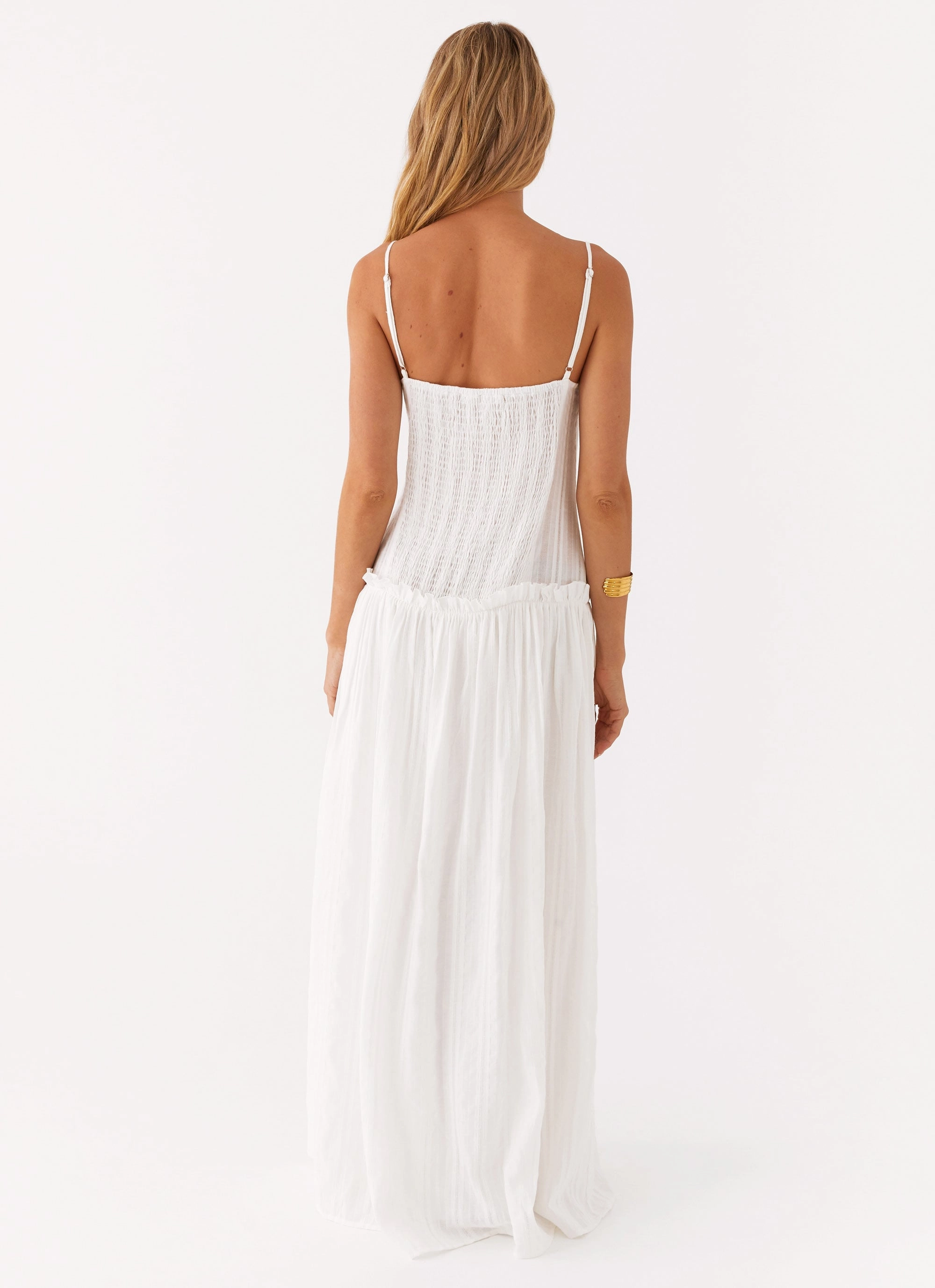 Event Safe Stylish Vibe Jacinda Drop Waist Maxi Dress - Ivory