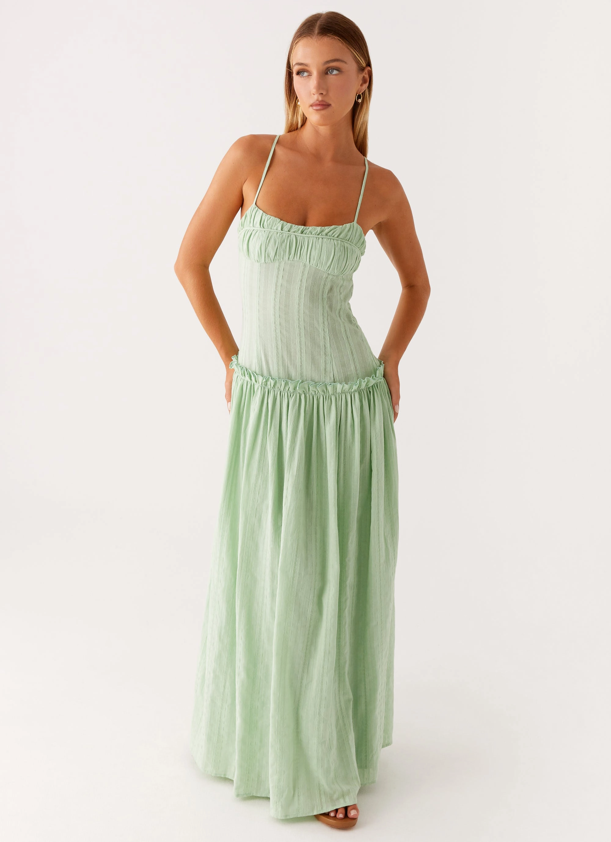 Jacinda Drop Waist Maxi Dress - Sage Versatile and Comfortable