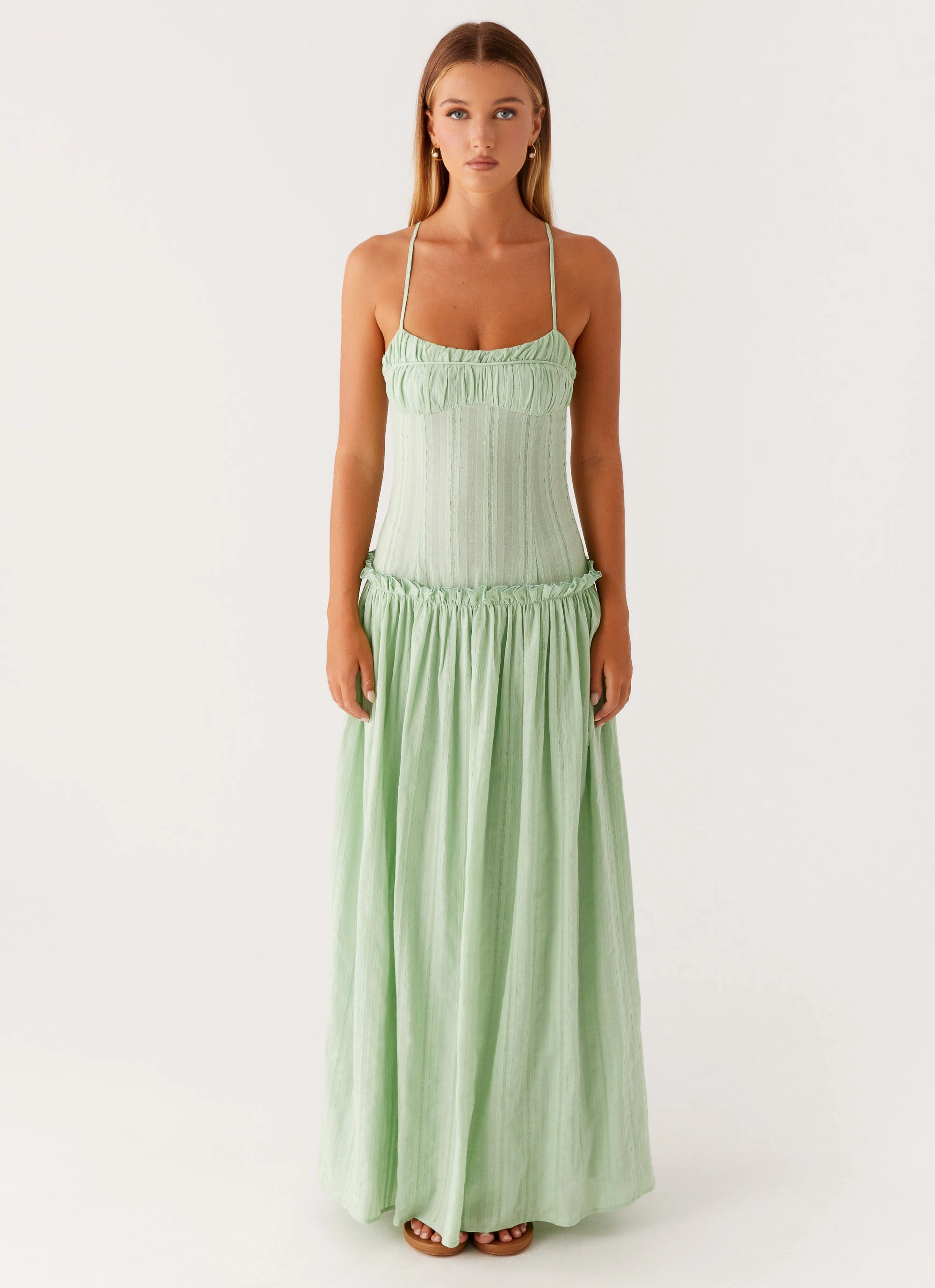 Versatile Fit Cozy Comfort Jacinda Drop Waist Maxi Dress - Sage
