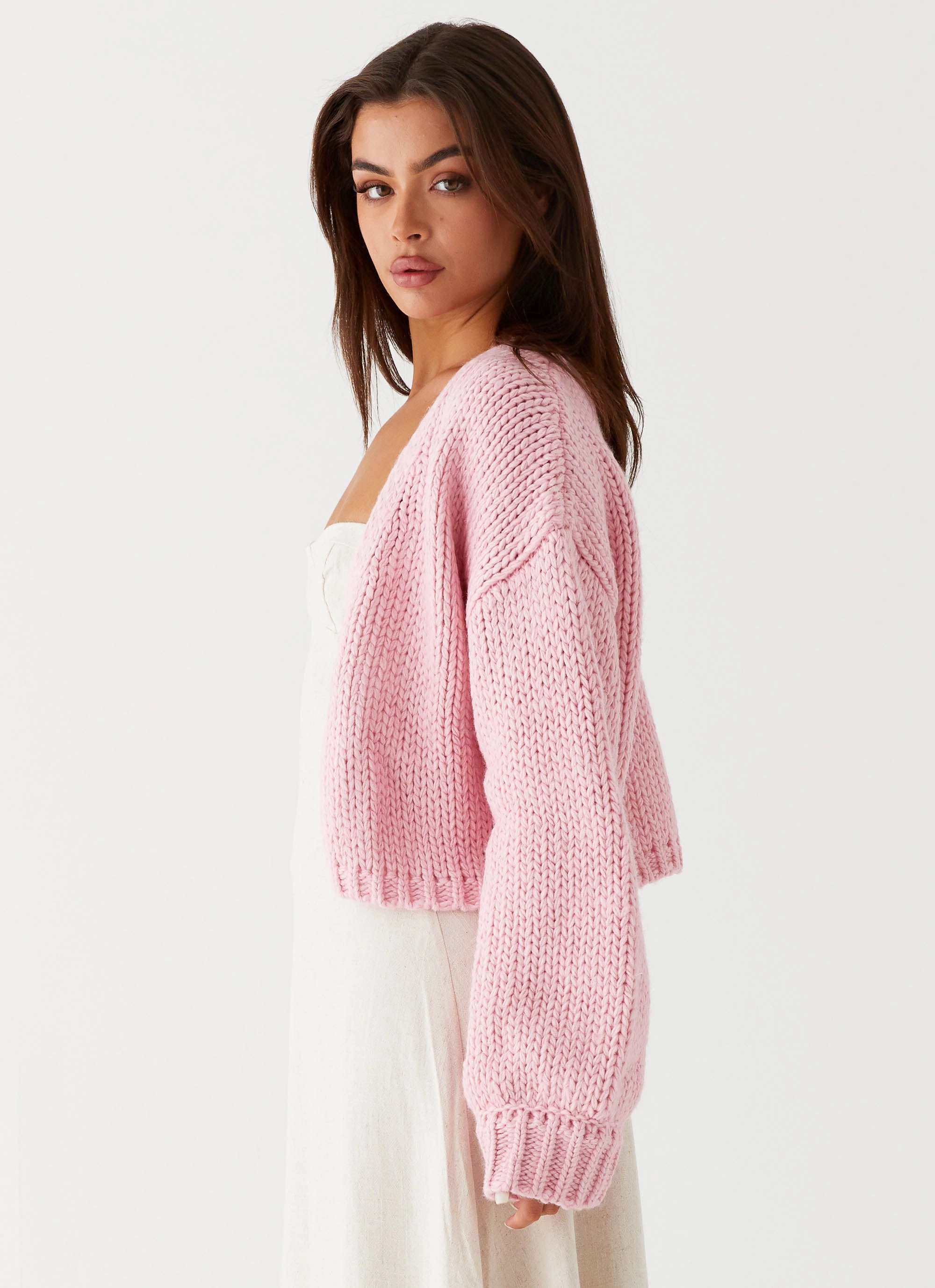 AdjustableCuffs Jasleen Knit Cardigan - Pink