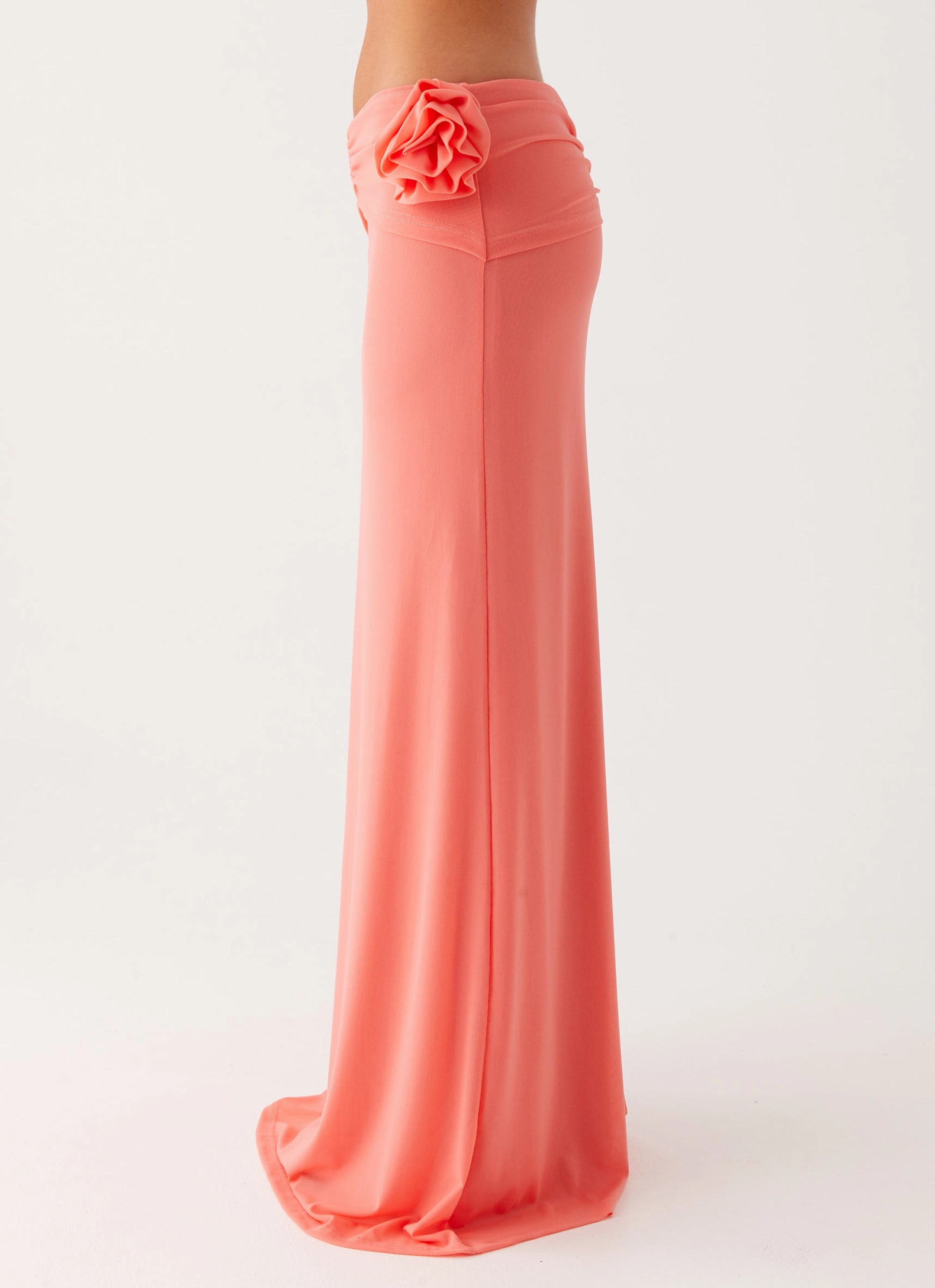 Tie Dye Style Elasticized Cuff Jayce Maxi Skirt - Salmon
