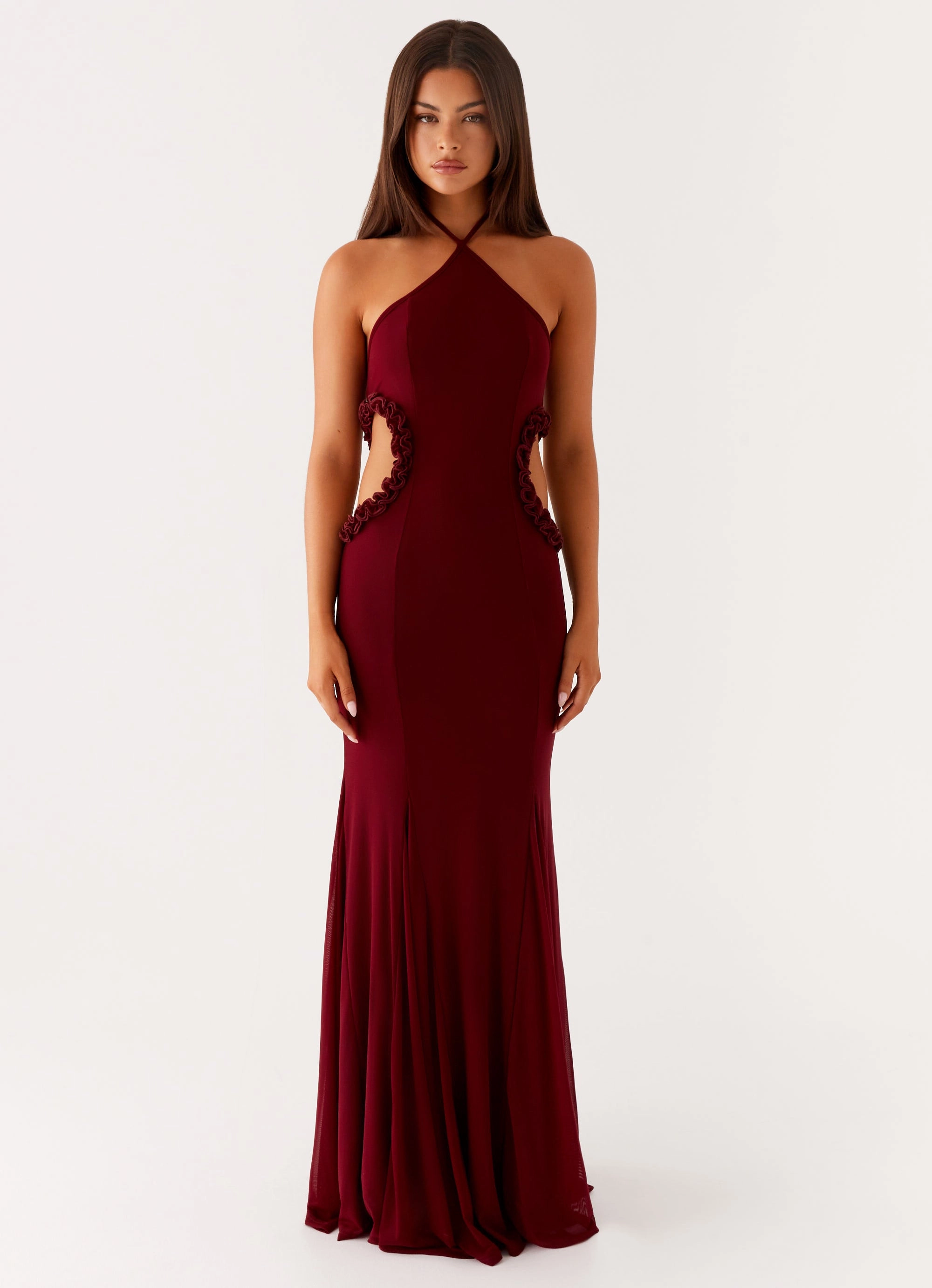 Jemima Maxi Dress - Raspberry Wine Convertible-Style Open Back