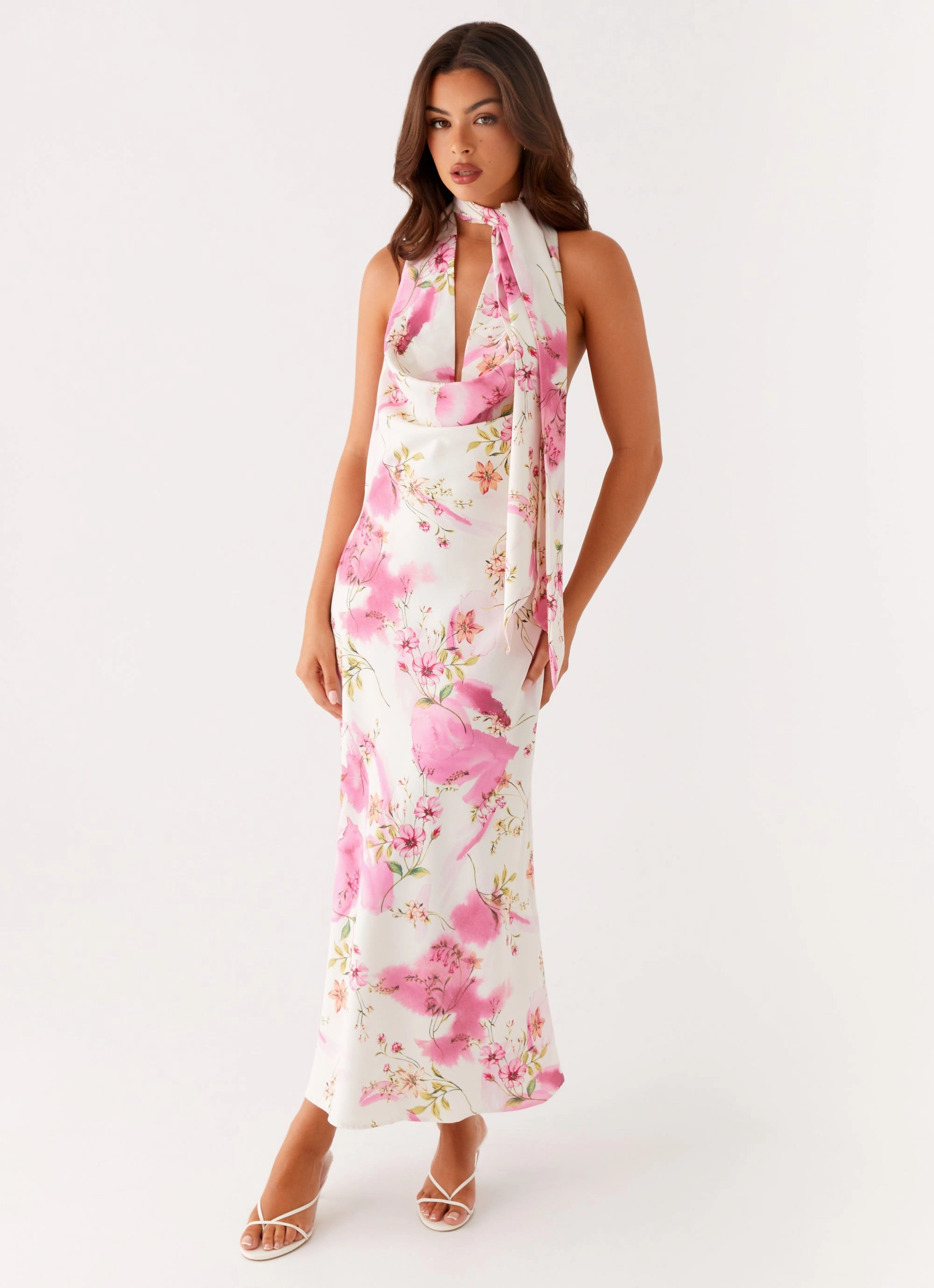 Jensen Midi Dress - Ivory Floral Print WideCollarDesign