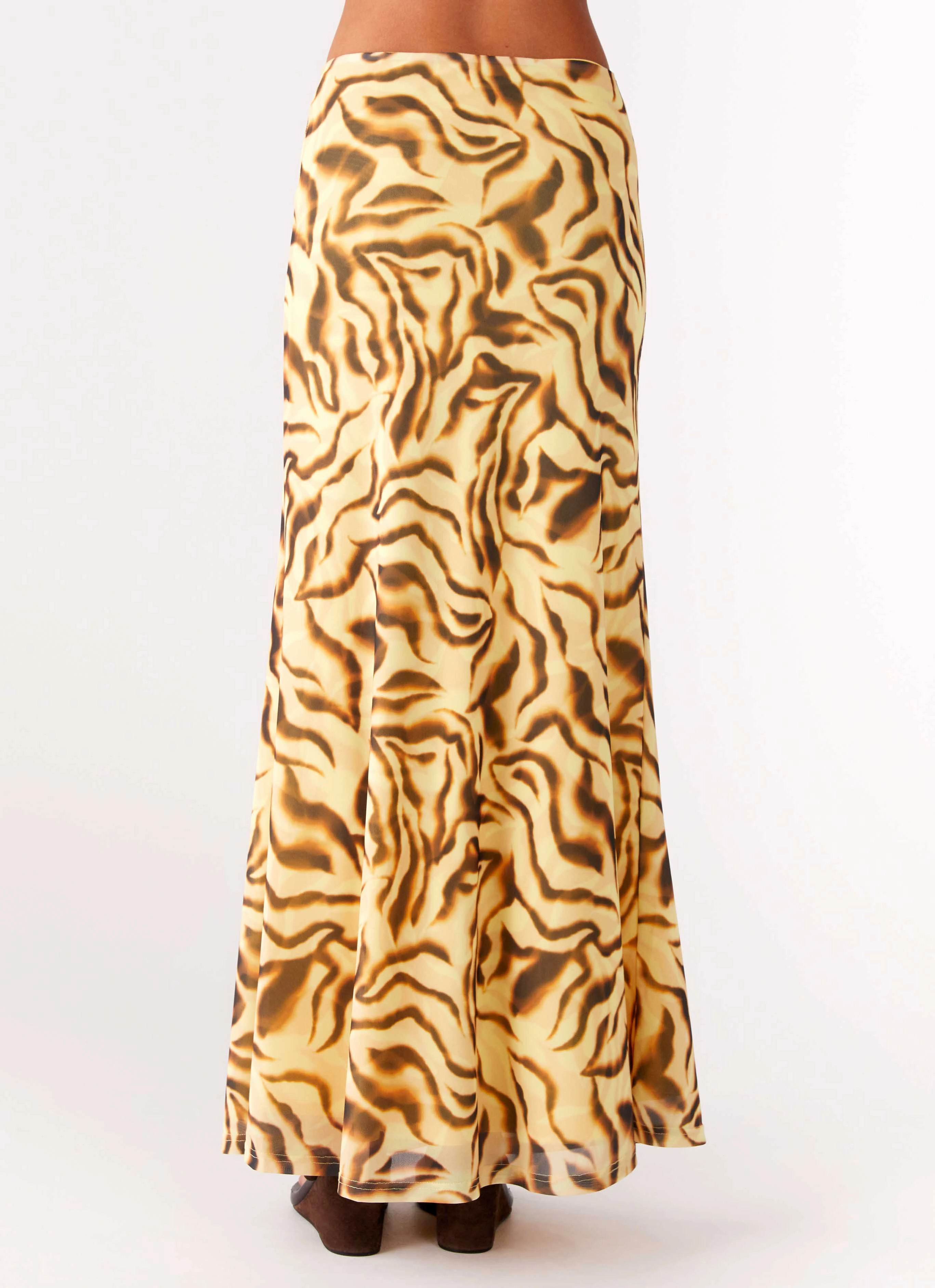 Sleek Comfort Stain Release Finish Call Me Low Rise Maxi Skirt - Yellow Zebra