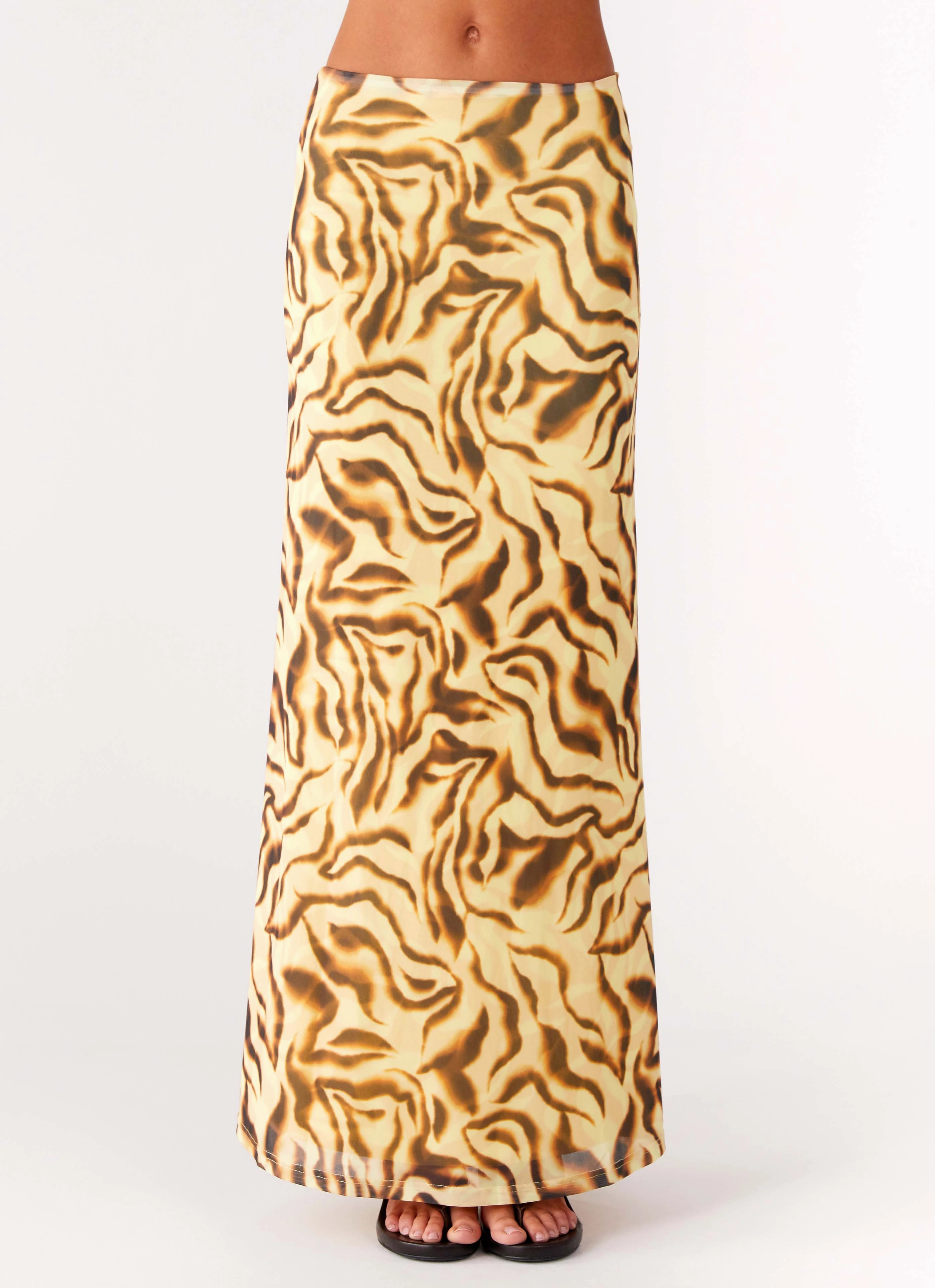 Call Me Low Rise Maxi Skirt - Yellow Zebra Classic Choice