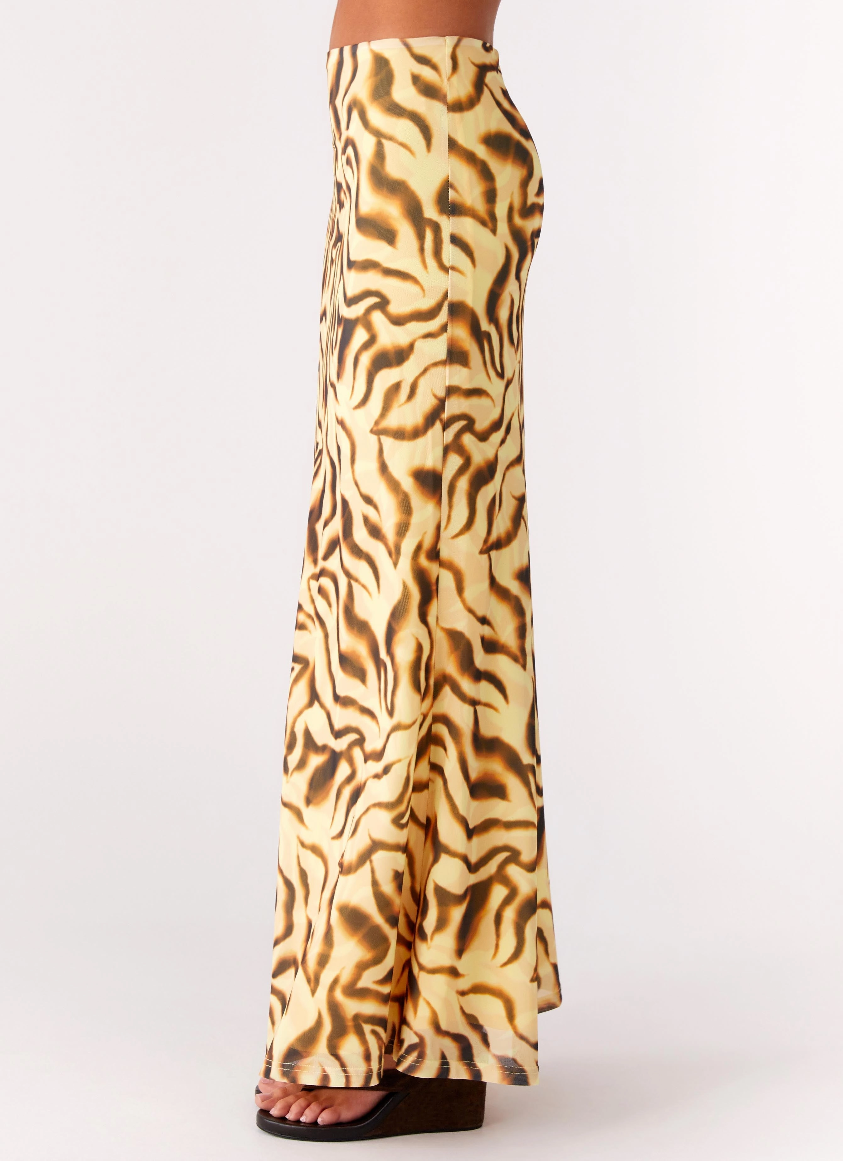 Local Artisan Call Me Low Rise Maxi Skirt - Yellow Zebra