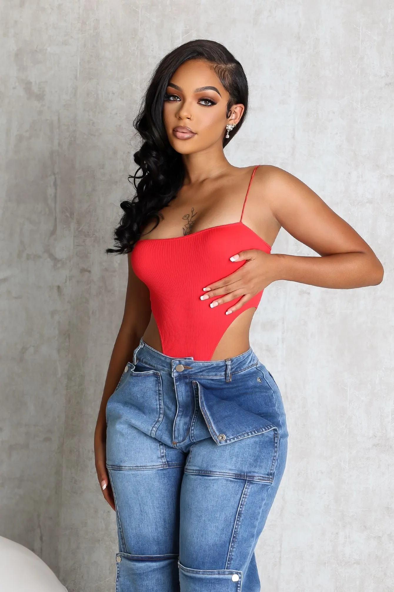 Light Deflection Fabric NonChafe Tag Placement Jin High Cut Tank Bodysuit