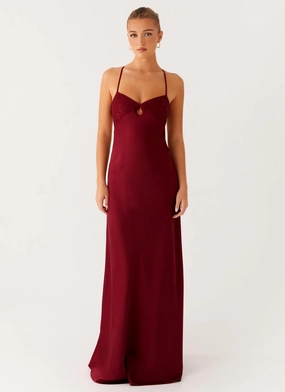 Joanie Maxi Dress - Maroon Light Drape Comfy Fit Wear