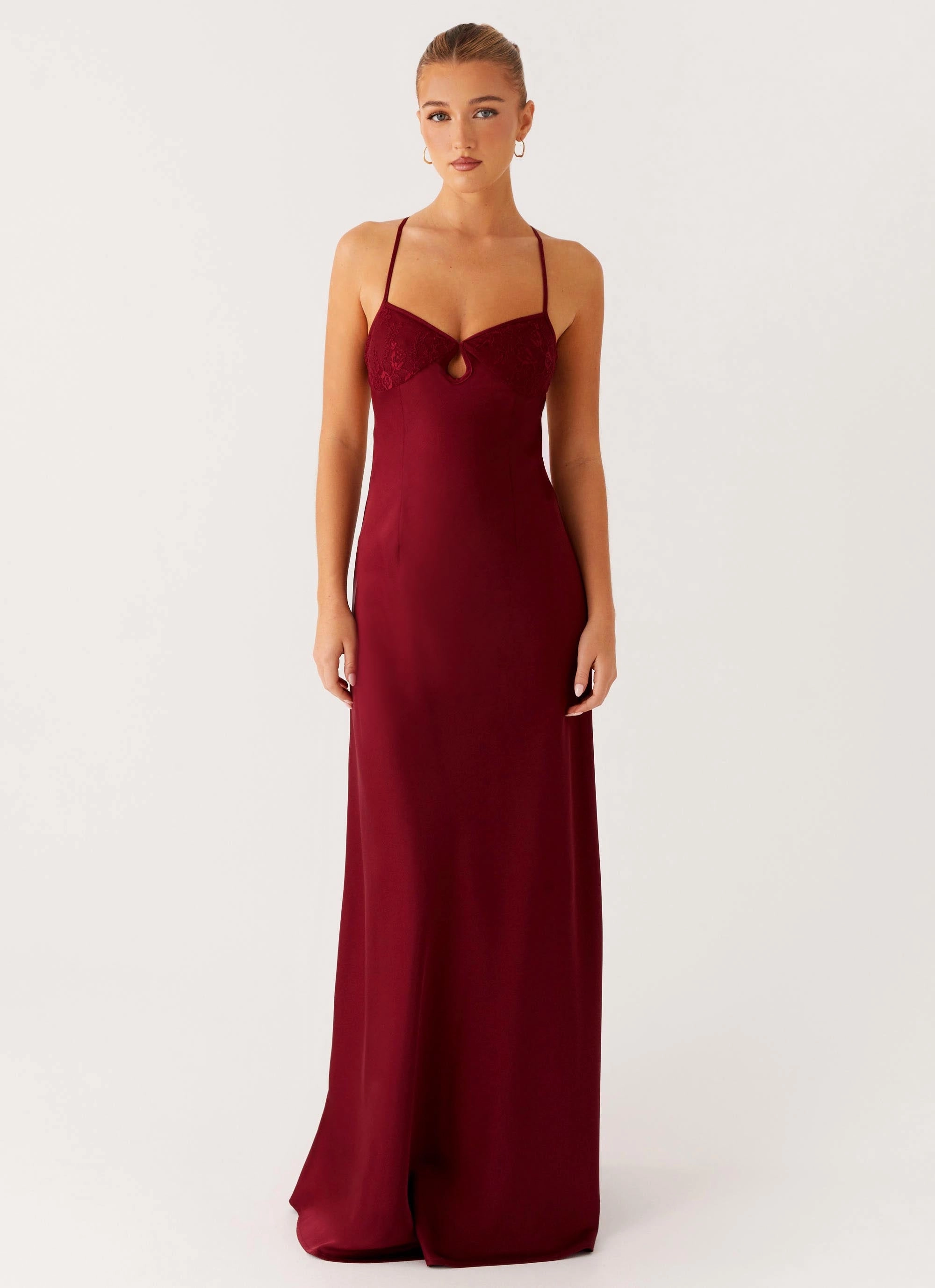Joanie Maxi Dress - Maroon Light Drape Comfy Fit Wear