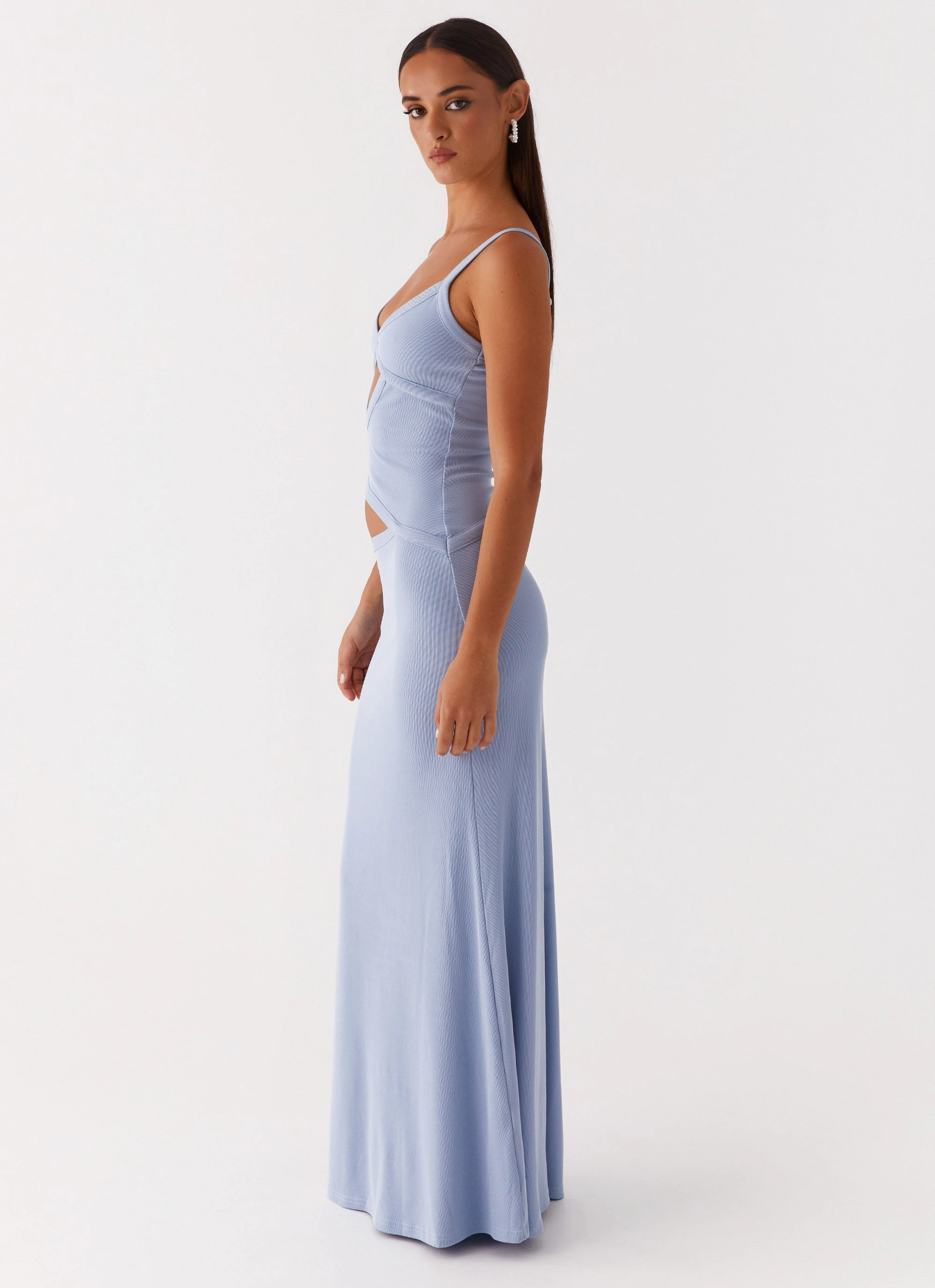 Smooth Detail Contrast-Lining Jocelyn Maxi Dress - Blue