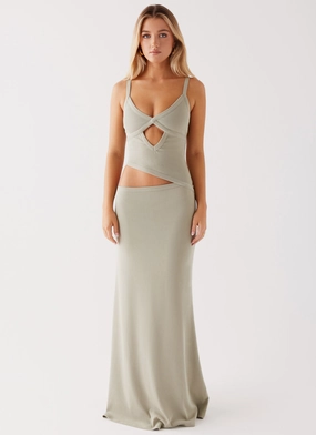 Lace-Trim Modern Motion Jocelyn Maxi Dress - Sage