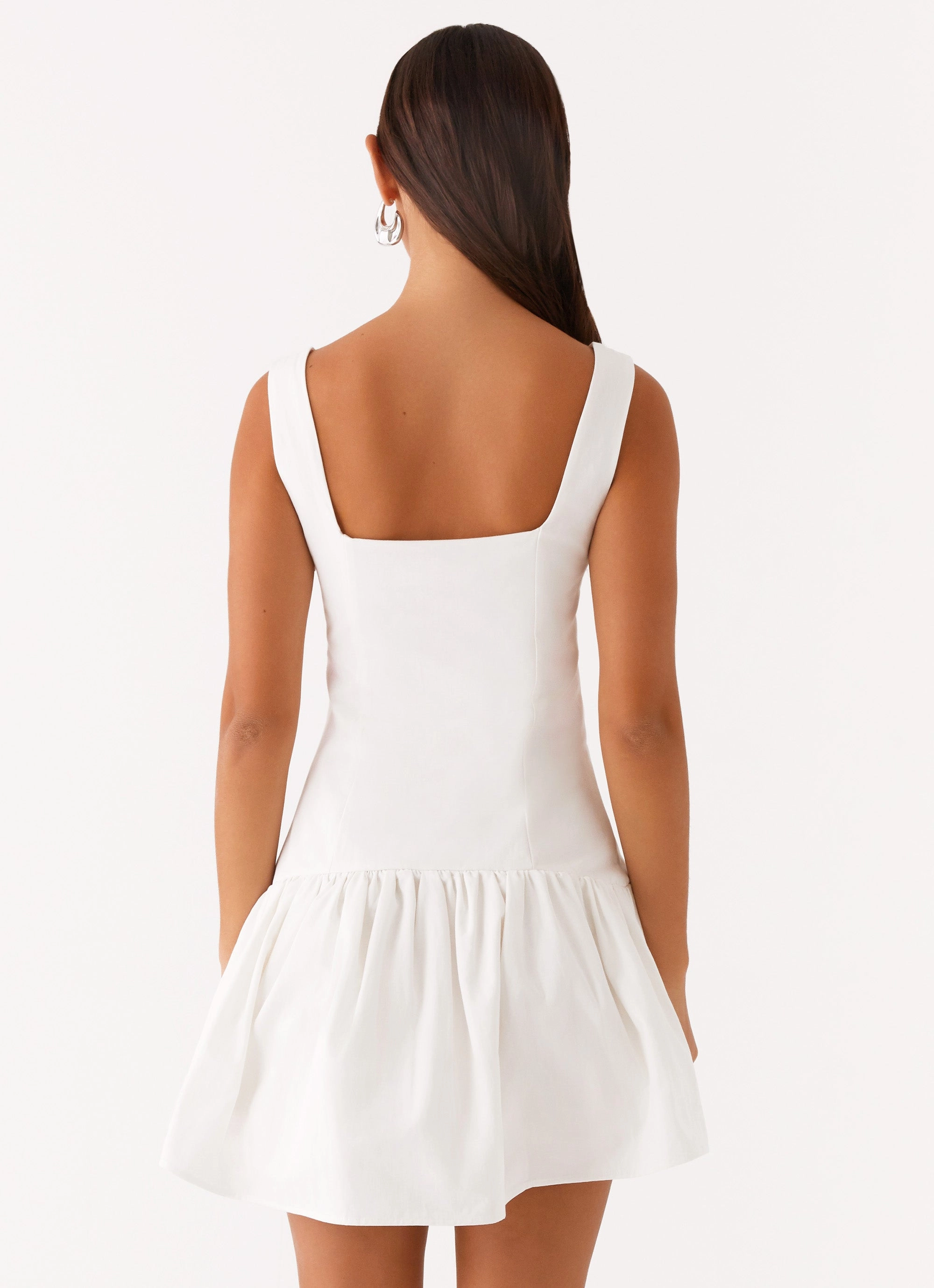 Durable Hem Back Slit Jolene Mini Dress - White