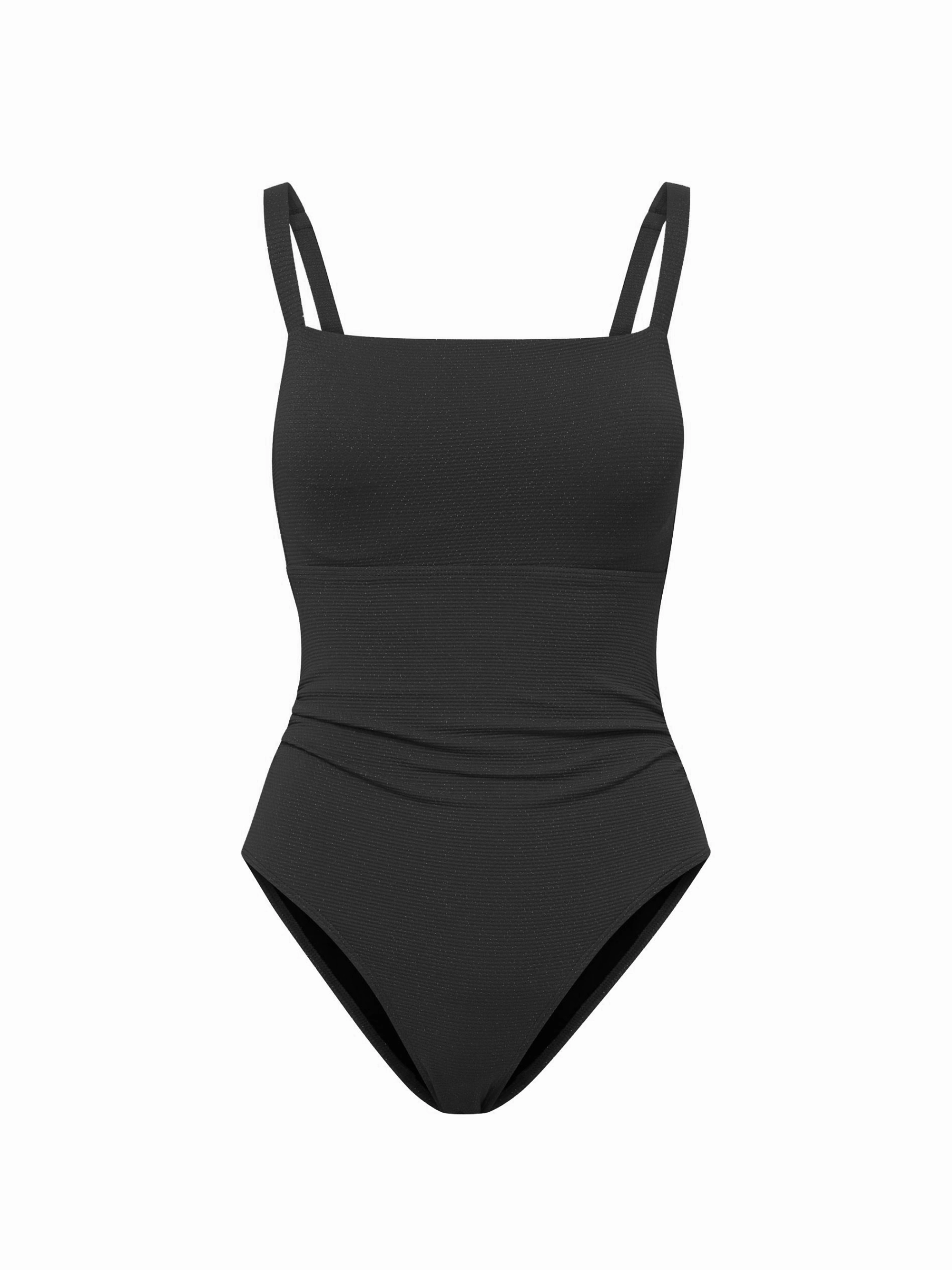 Jori One Piece In Black Texture Ribbed Fabric Easy Care