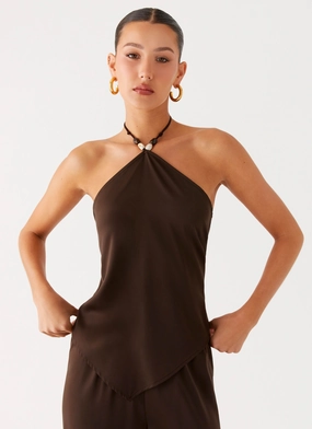AntiMicrobialLining Jorjianna Halter Top - Chocolate