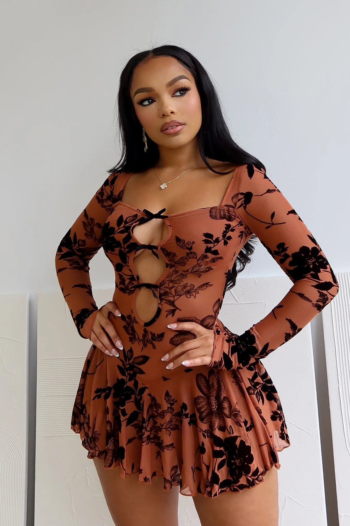 Semi Casual Joshua Mesh Burnout Flare Mini Dress