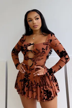 Joshua Mesh Burnout Flare Mini Dress Relax Piece Vibrant Layer