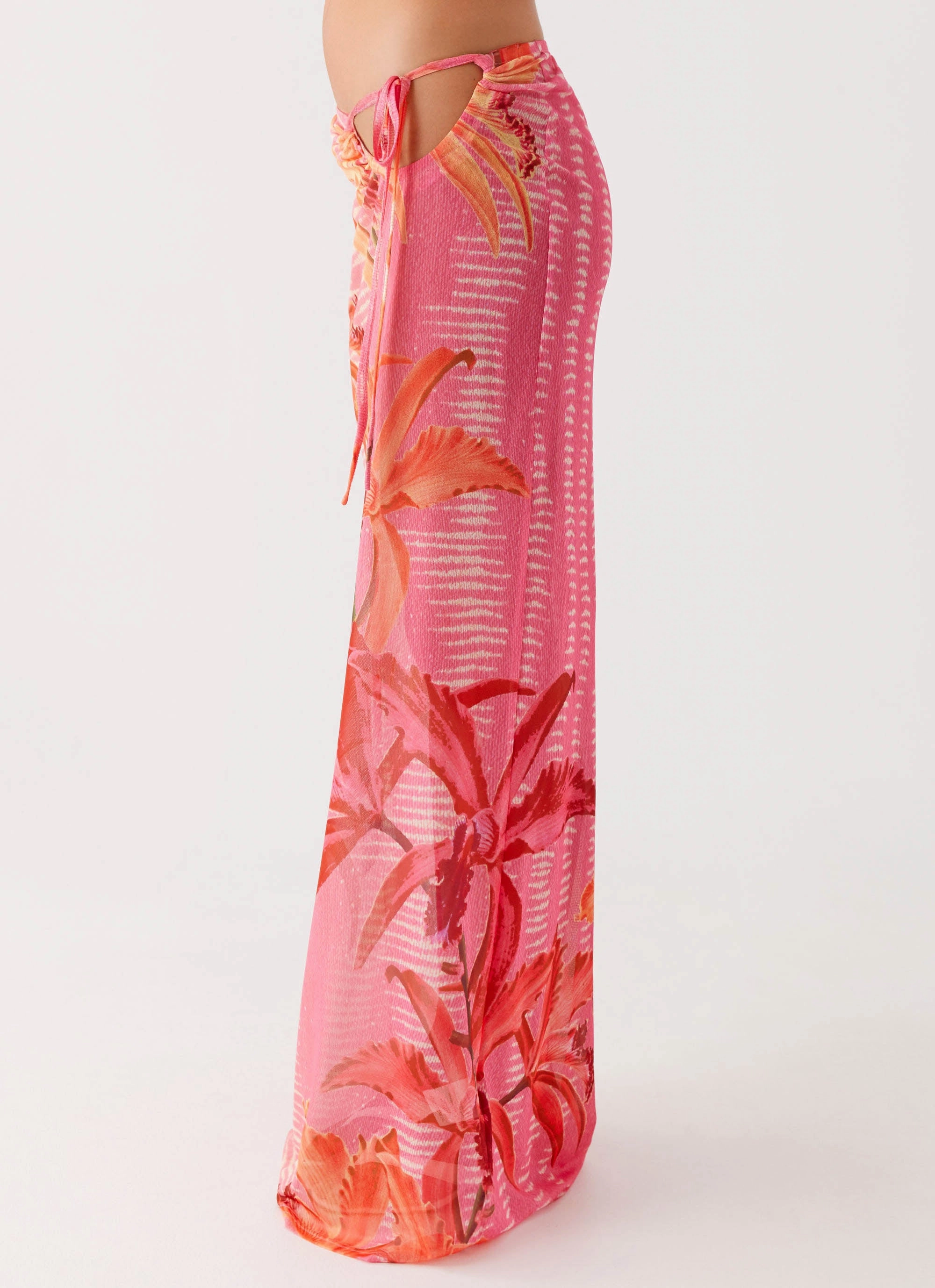 Winter Layering Jovani Maxi Skirt - Tropical Pink Print