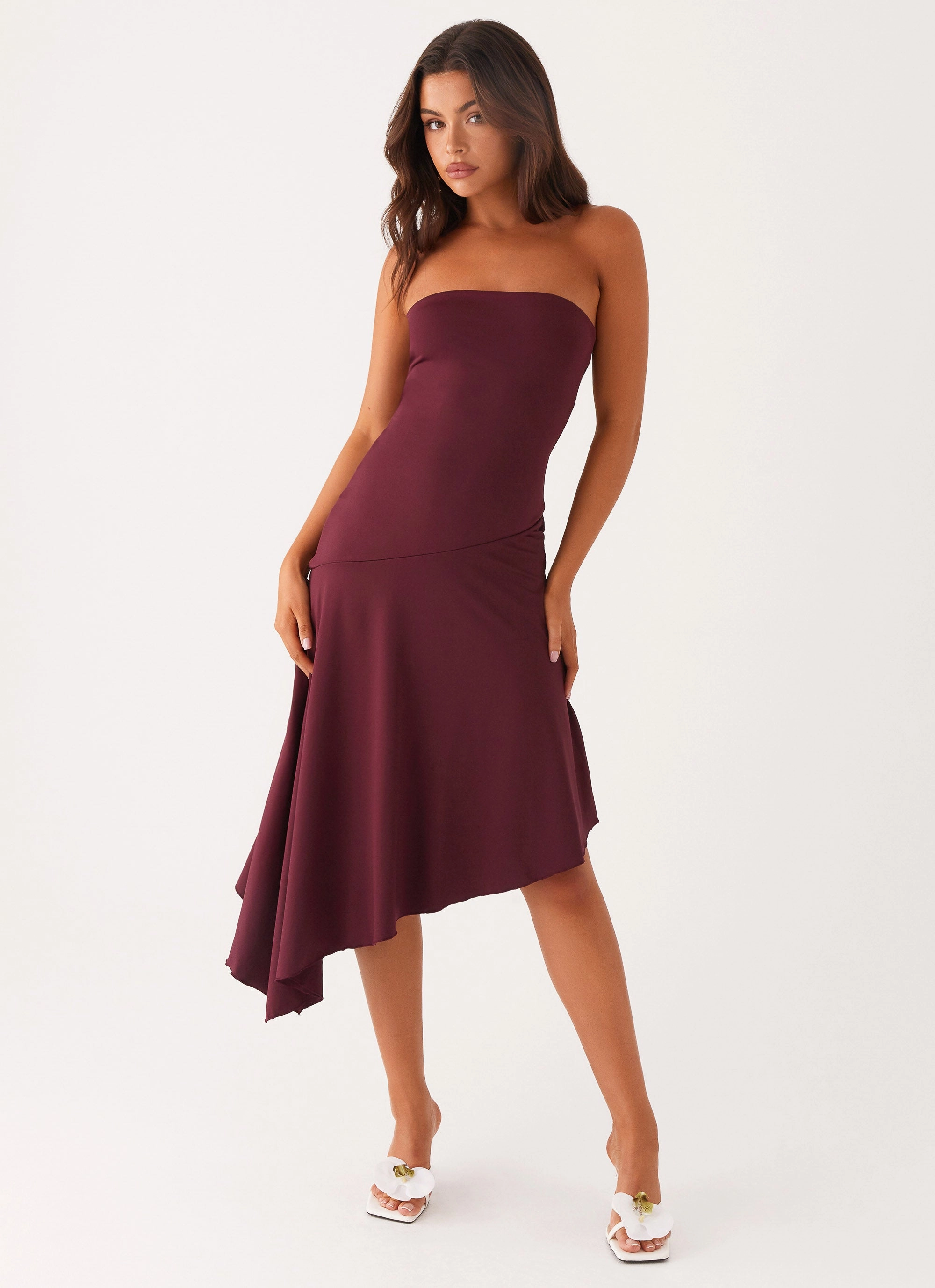 Silky-Feel Juliana Midi Dress - Mulberry