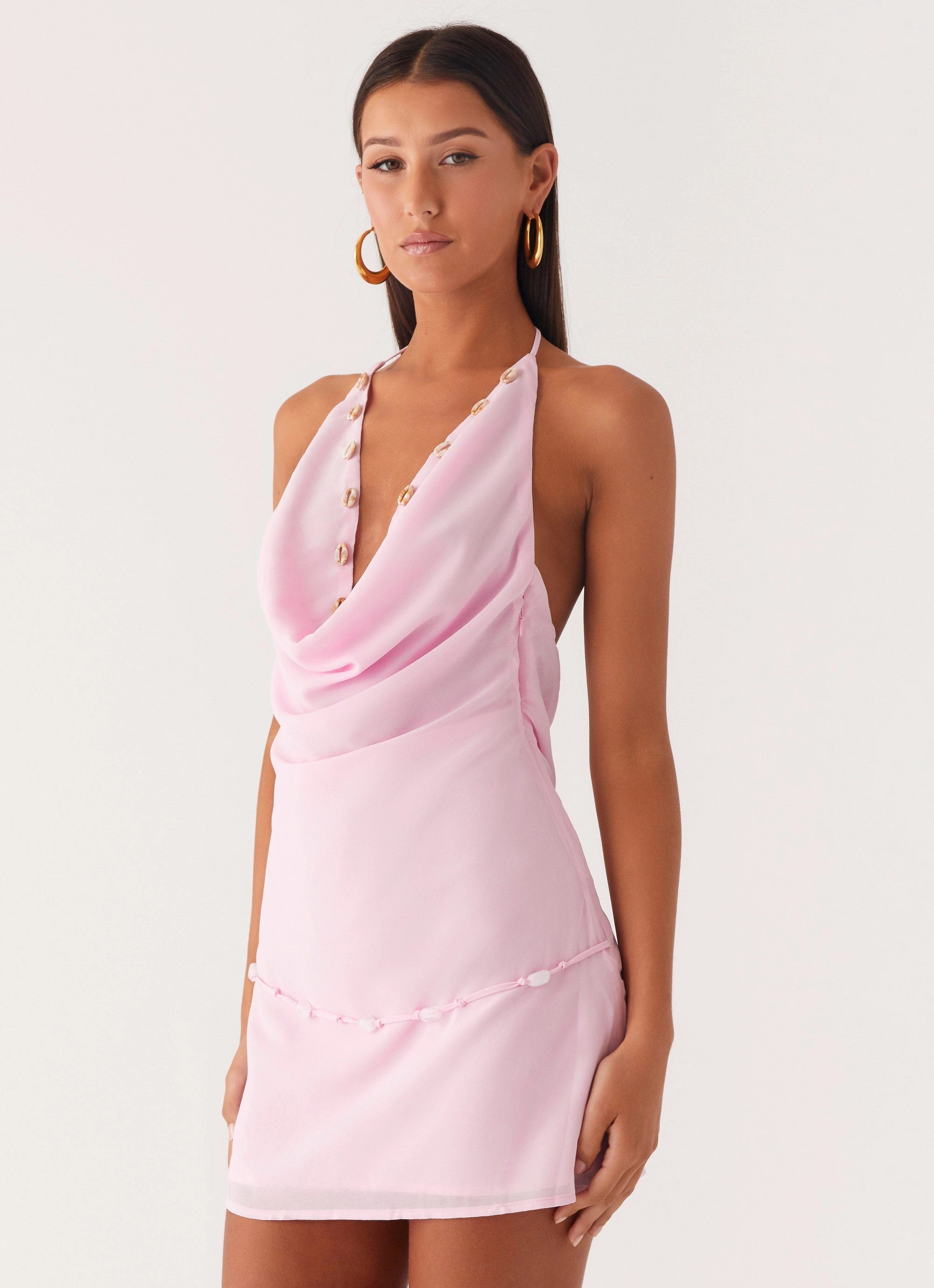Sharp Detail Just for Love Mini Dress - Baby Pink