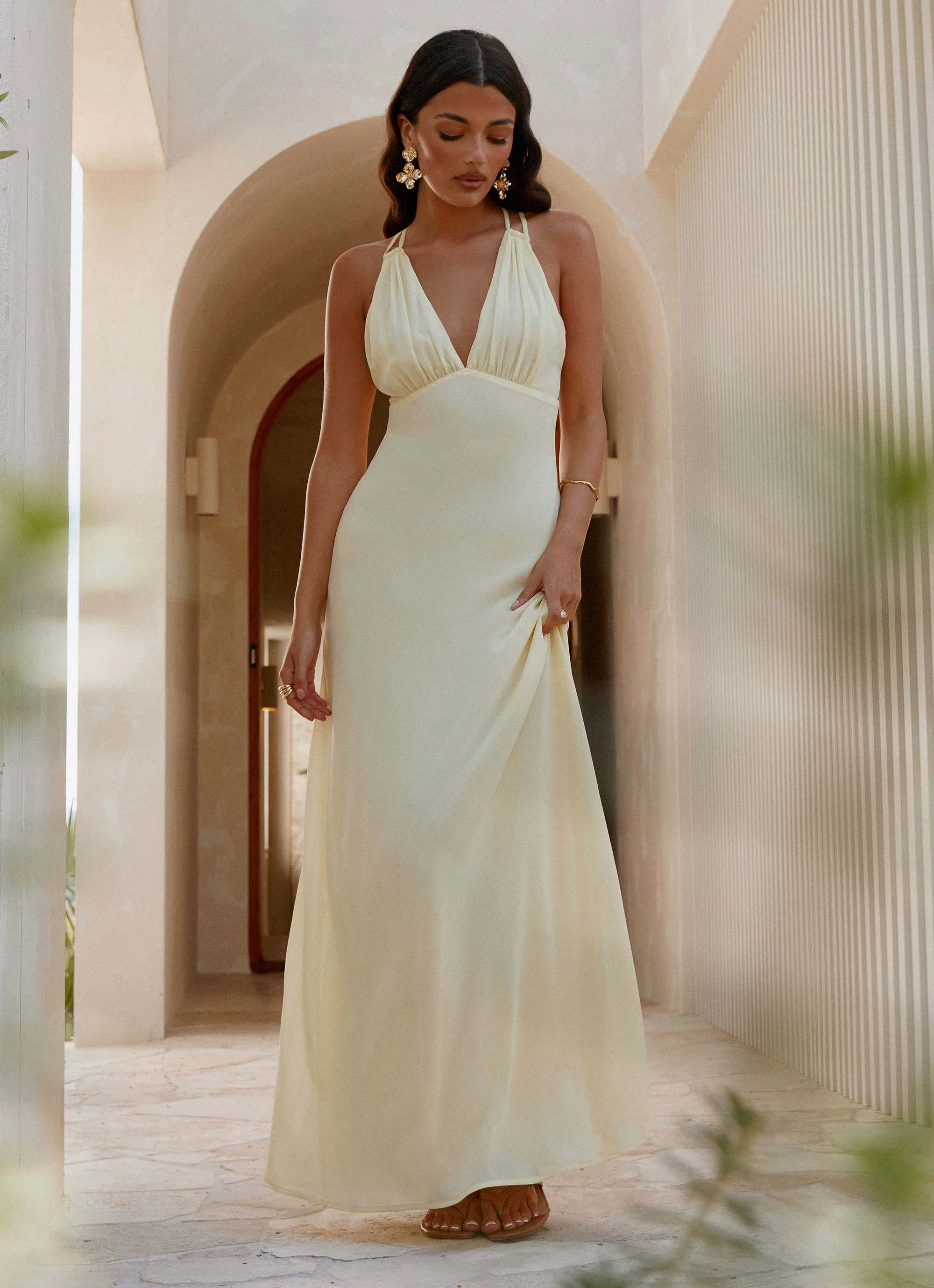 Vibrant Edge Sleek Outline Kacia Maxi Dress - Lemon