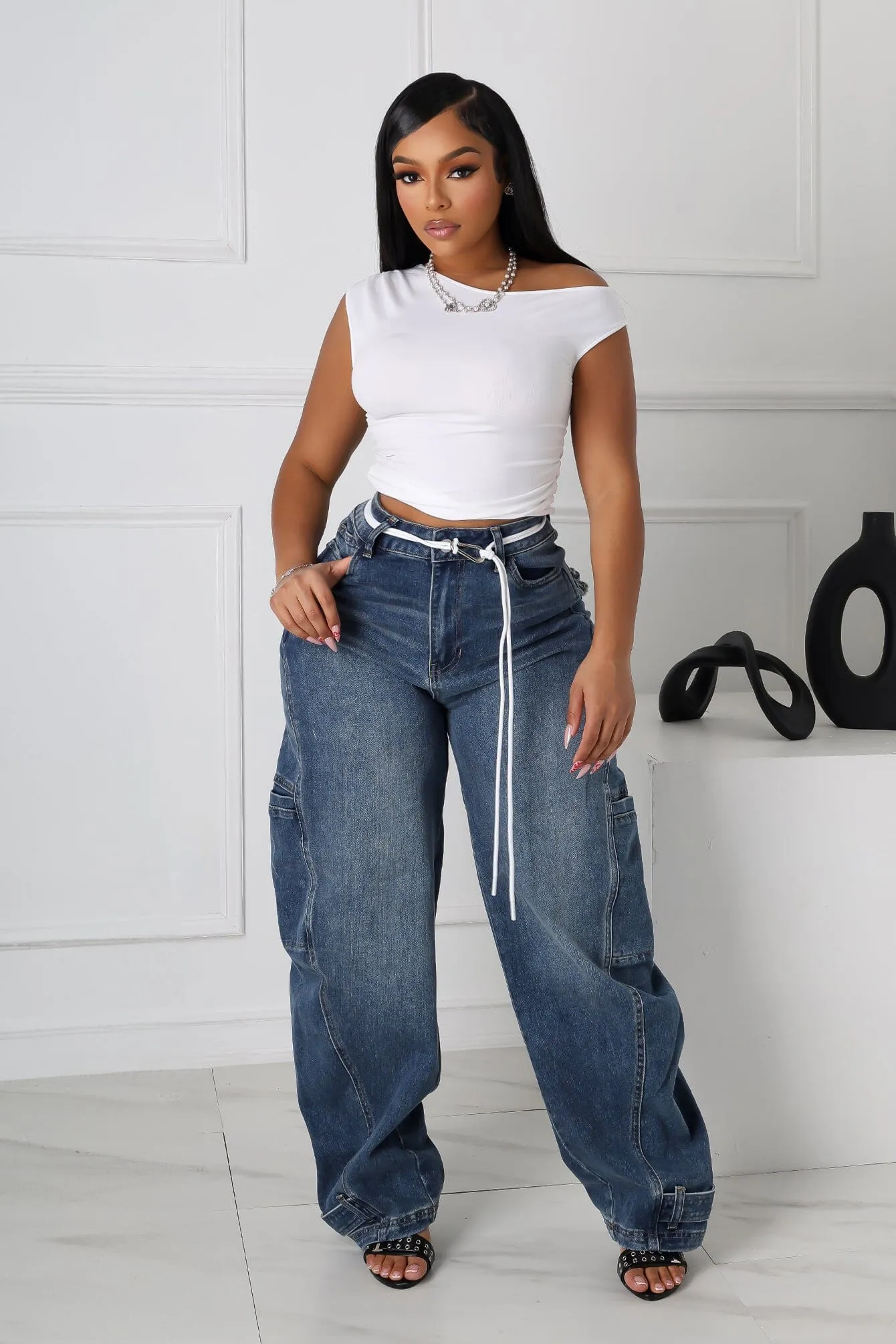 Kanagawa High Waist Baggy Denim Jeans Minimalist Rainy Day Vintage Lover