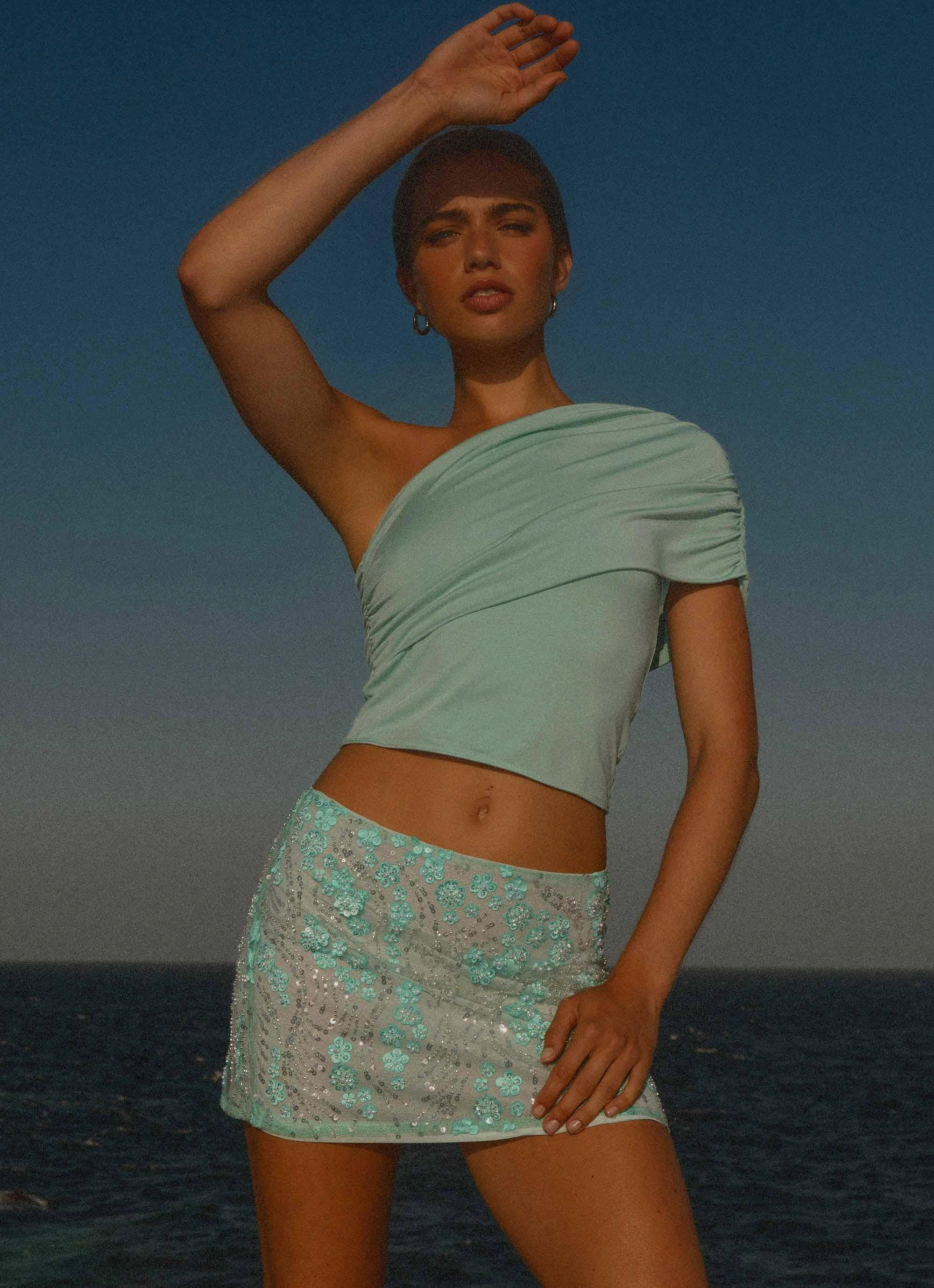 Kandi Mini Skirt - Mint Seamless construction Fashion Fusion