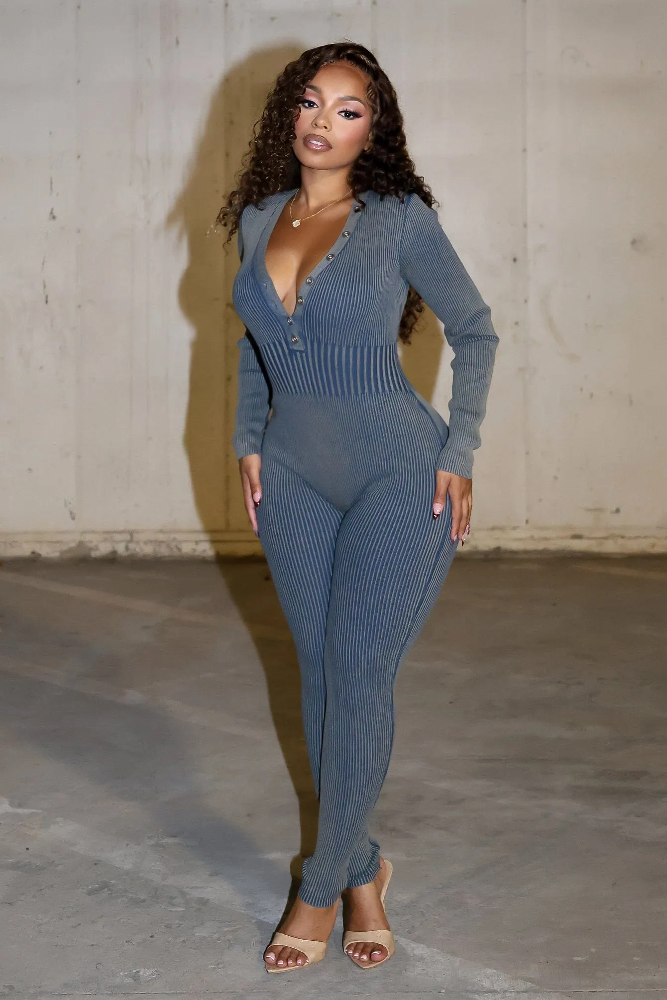 Karina Ribbed Knit Jumpsuit MoistureWicking