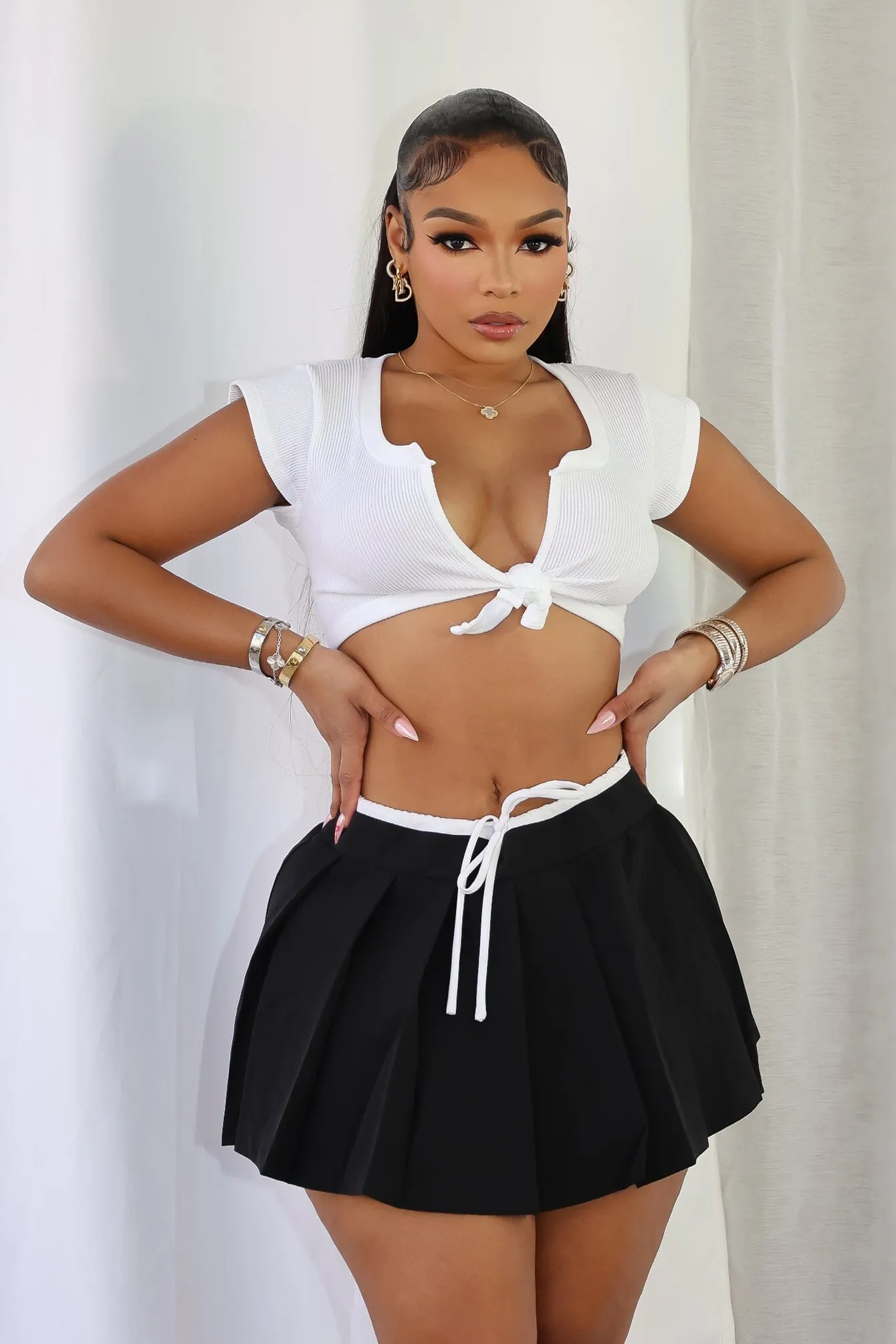 Karina Ribbed Tie Crop Top CompactSize